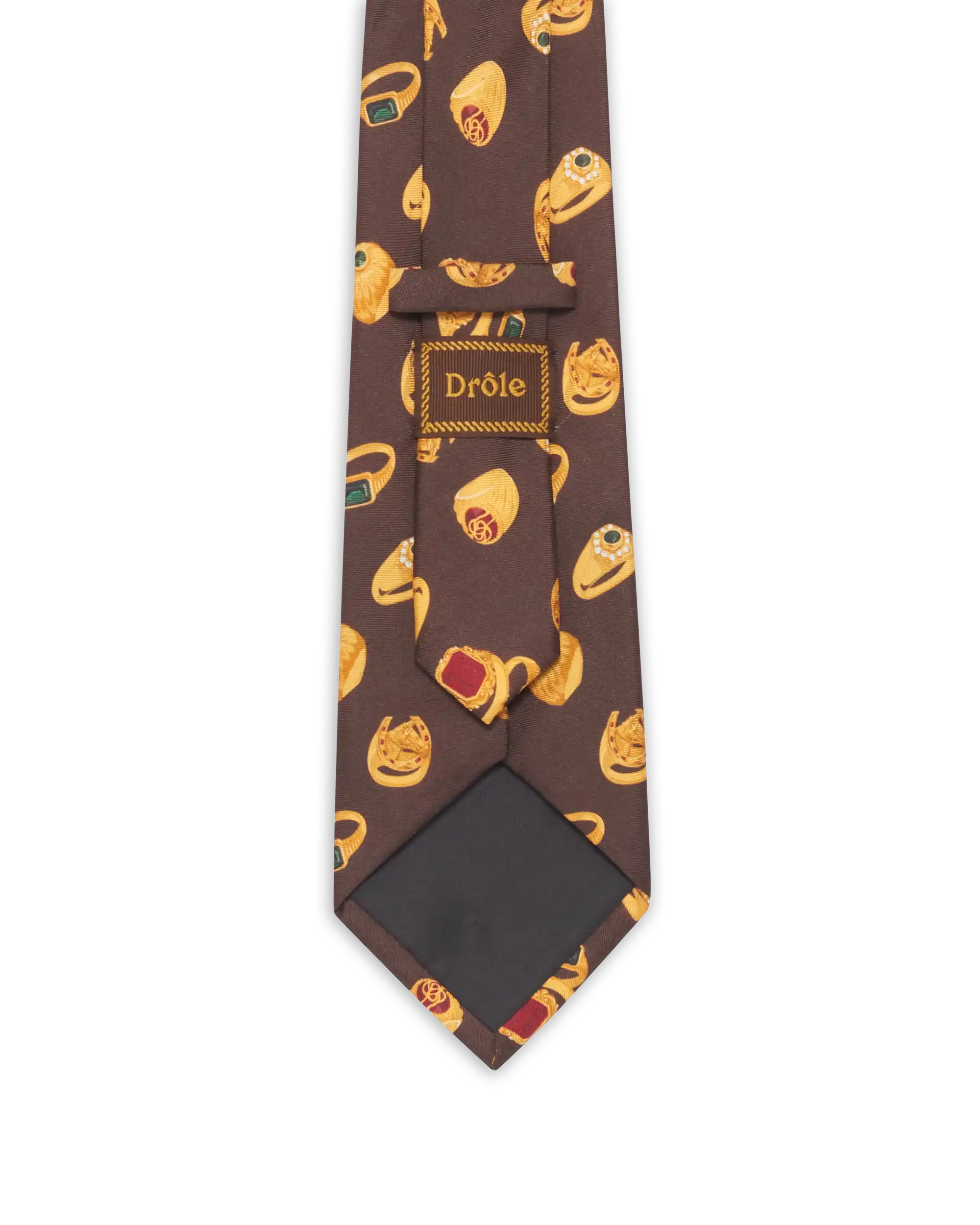 Drôle De Monsieur Rings Print Seidenkrawatte Braun OS Seide