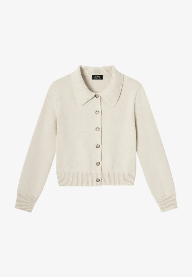A.P.C. Cardigan grau Wolle Kragen Hornknöpfe