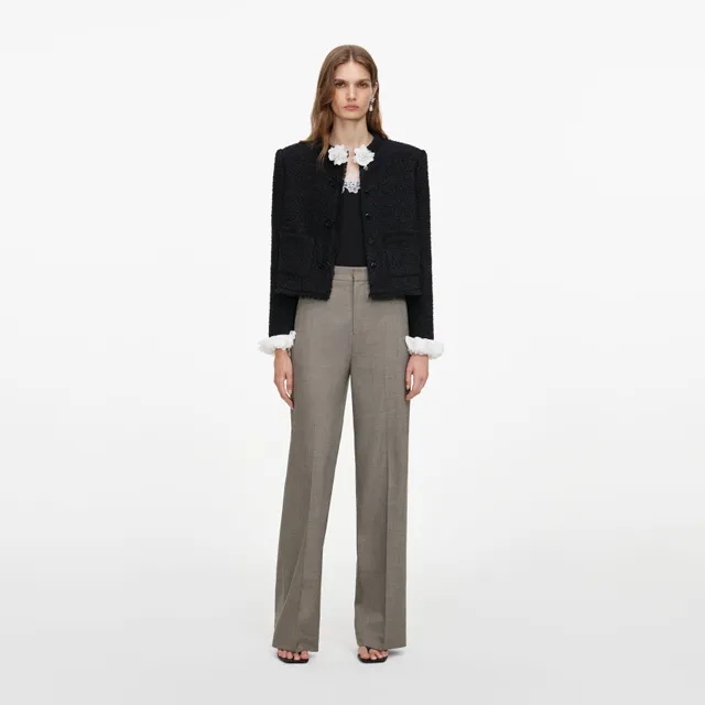 Self Portrait Brown Twill Tailored Hose Stoffhose Braun