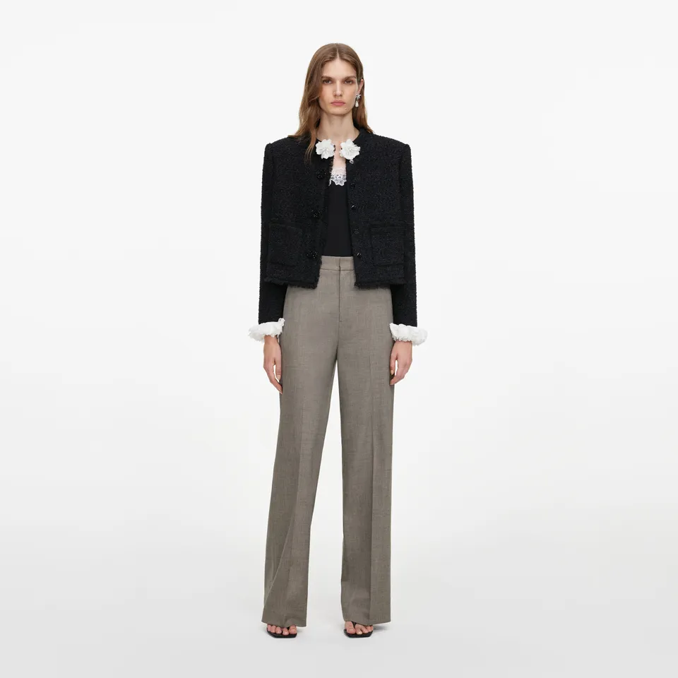Self Portrait Brown Twill Tailored Hose Stoffhose Braun