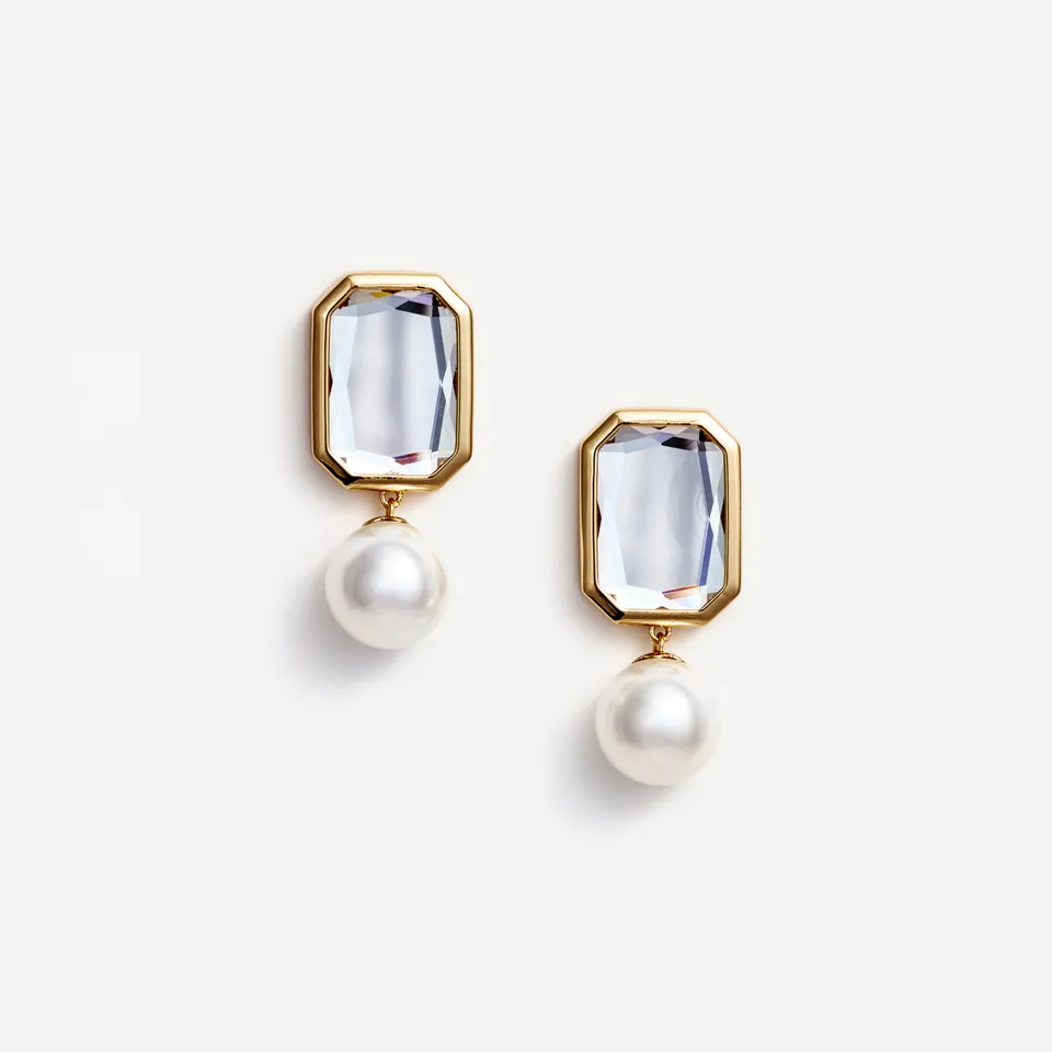 Self Portrait Crystal Pearl Tiered Ohrringe Gold Perle