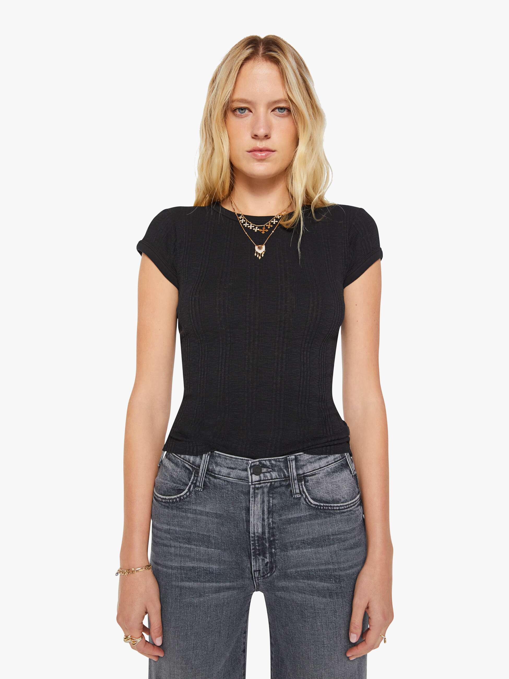 Mother The Itty Bitty Ringer T-Shirt Black