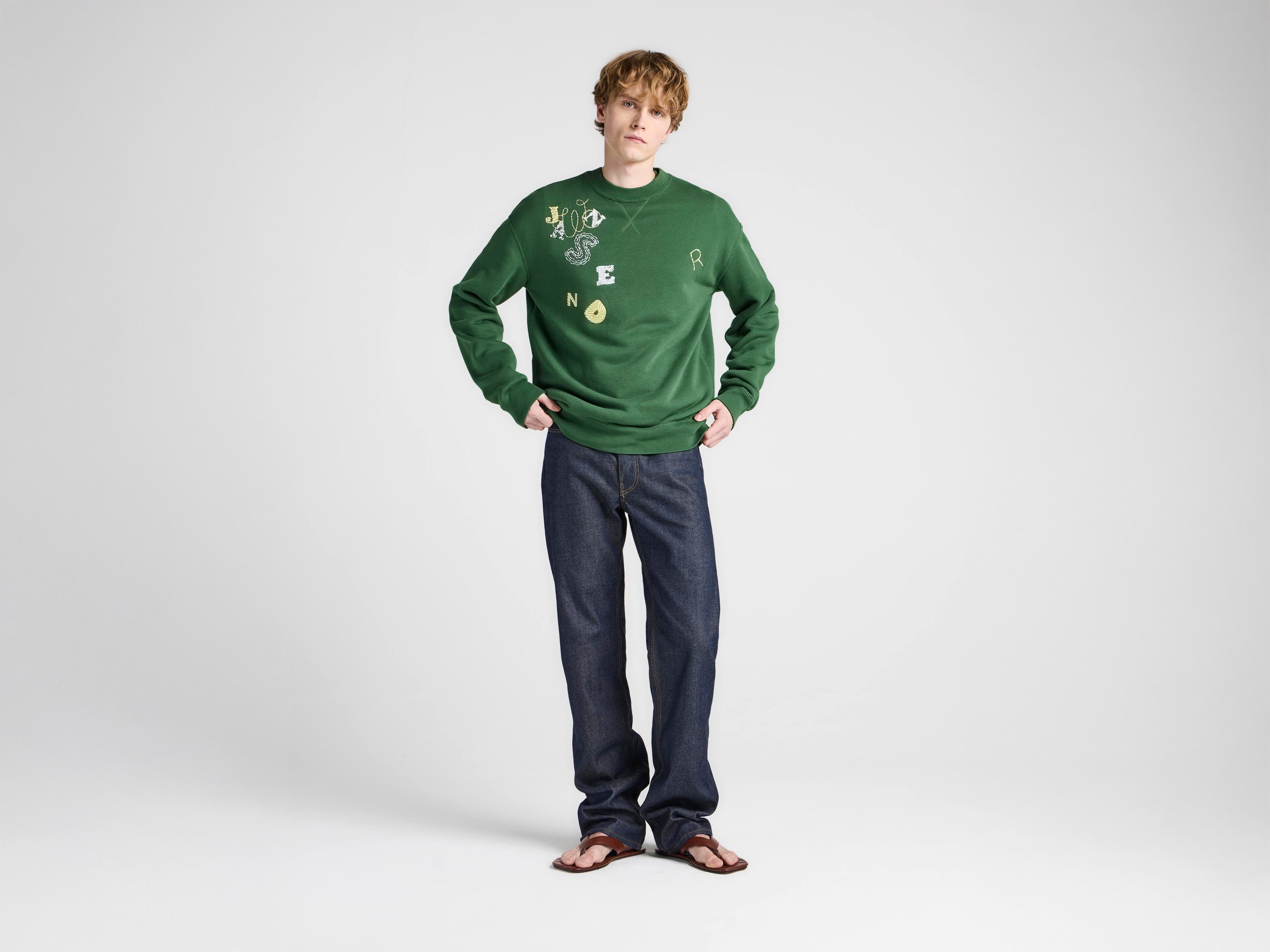 J.W.Anderson Sweatshirt Herren Grün Baumwolle Letters