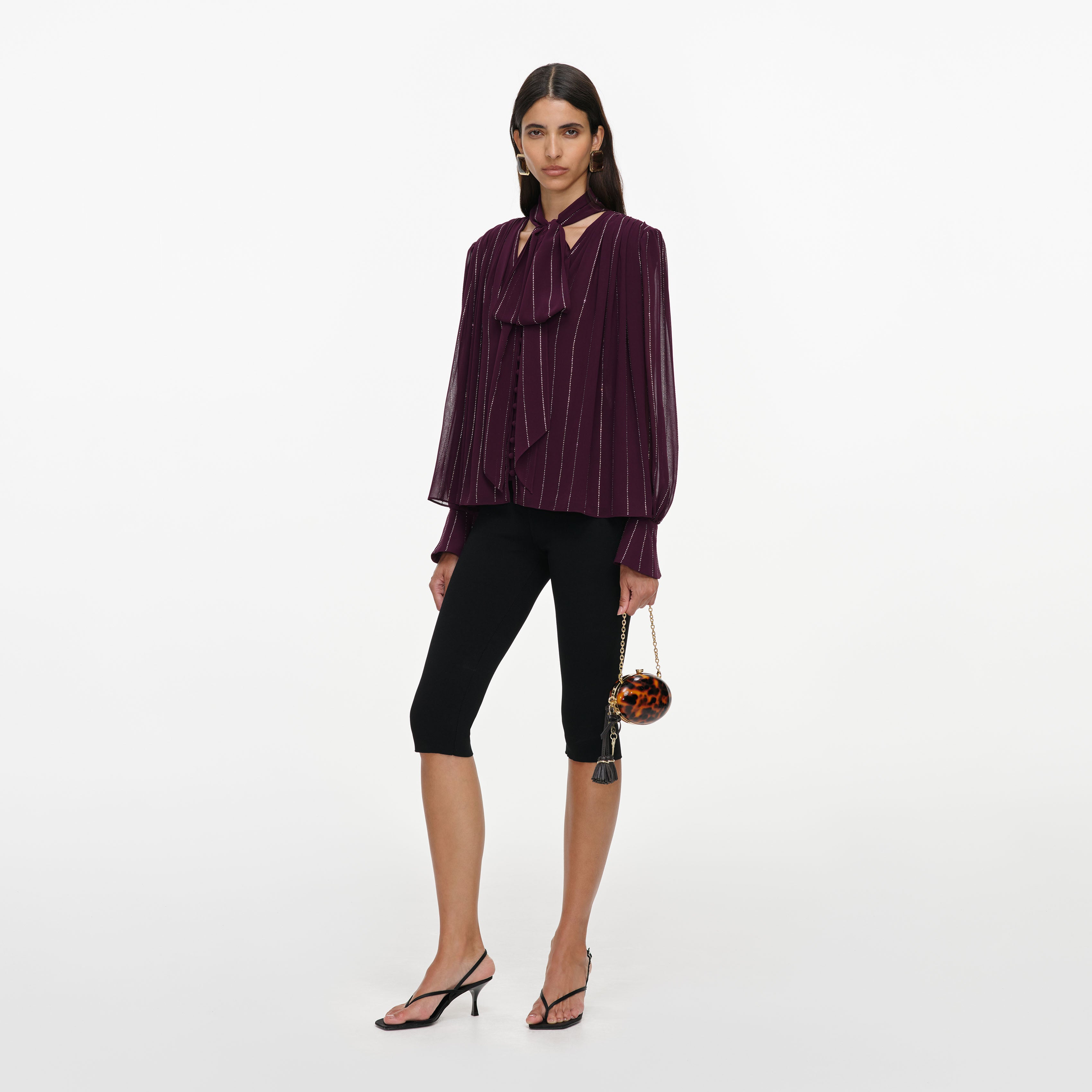 Self Portrait Purple Rhinestone Blouse Bluse Lila Strass