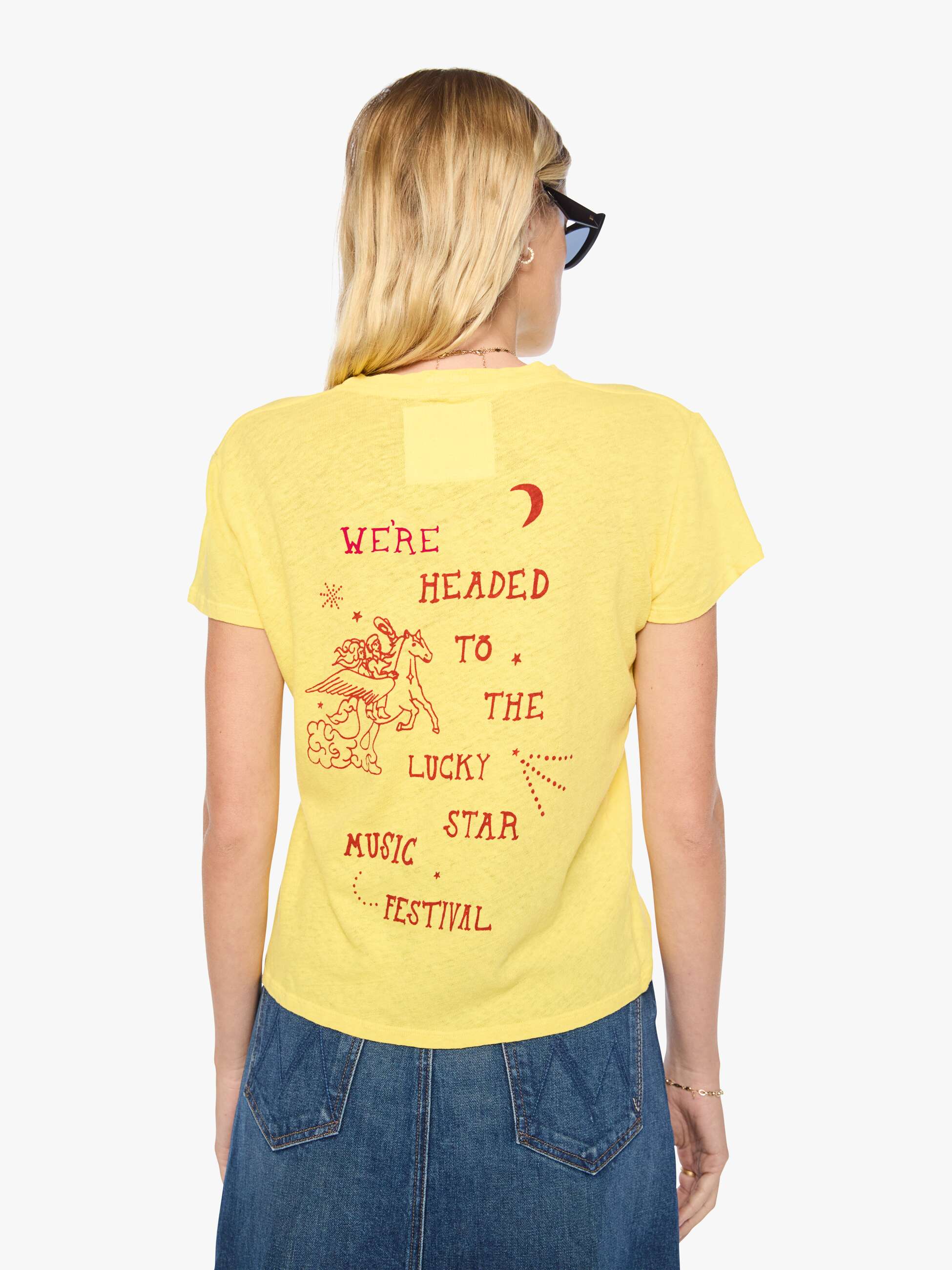 Mother Sinful Lucky Star T-Shirt Gelb Baumwolle Leinen
