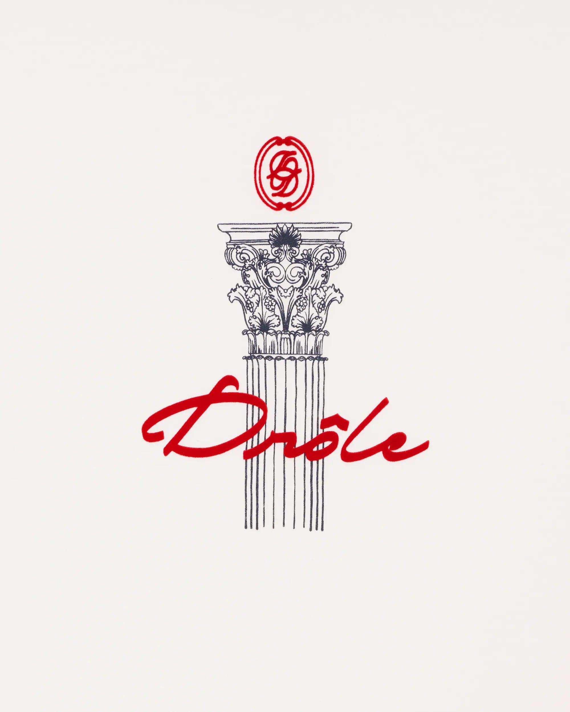 Drôle De Monsieur Column Slim T-Shirt Off White Baumwolle