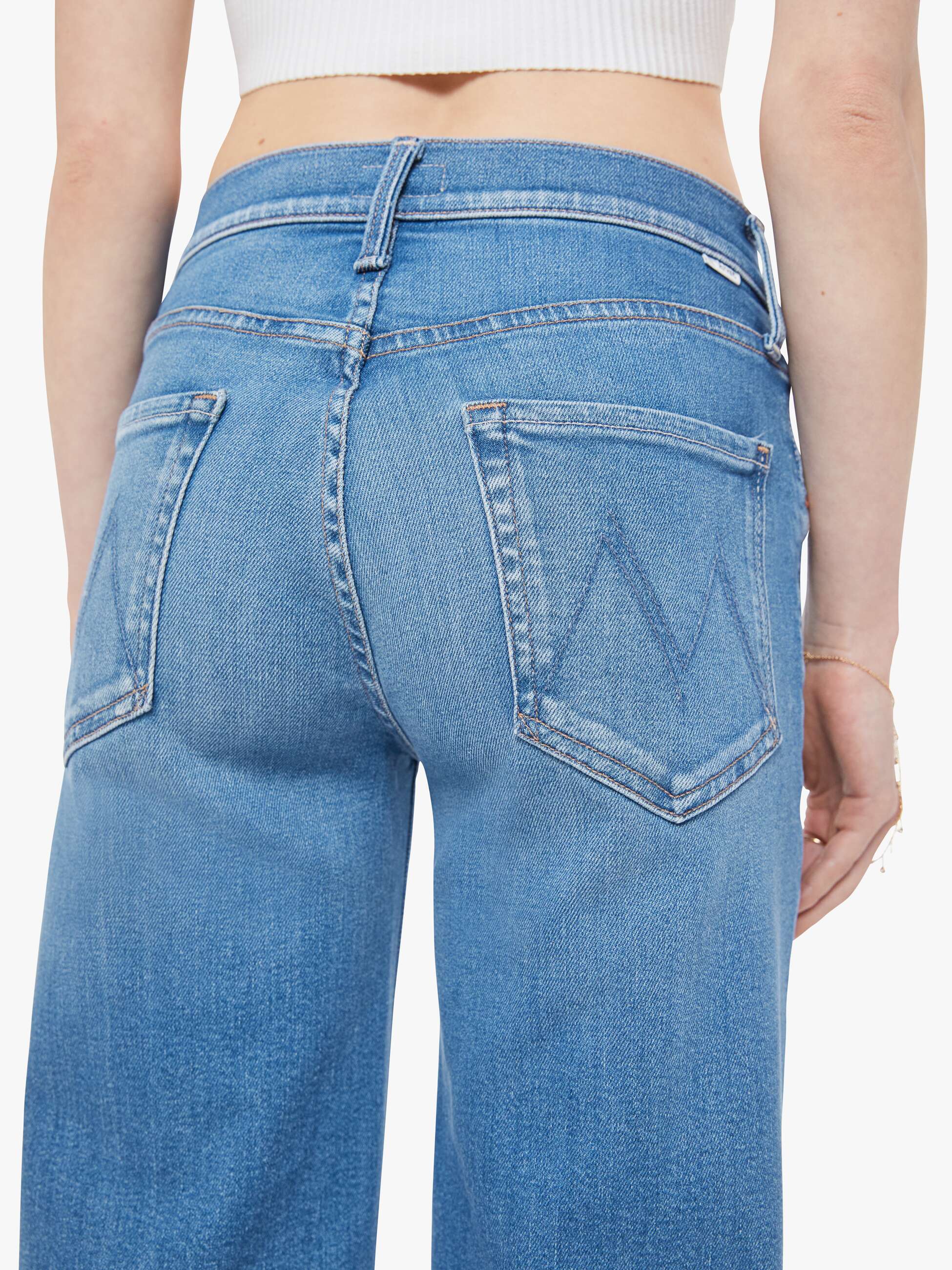 Mother Mid Rise Rambler Zip Ankle Jeans Piece By Piece Blau