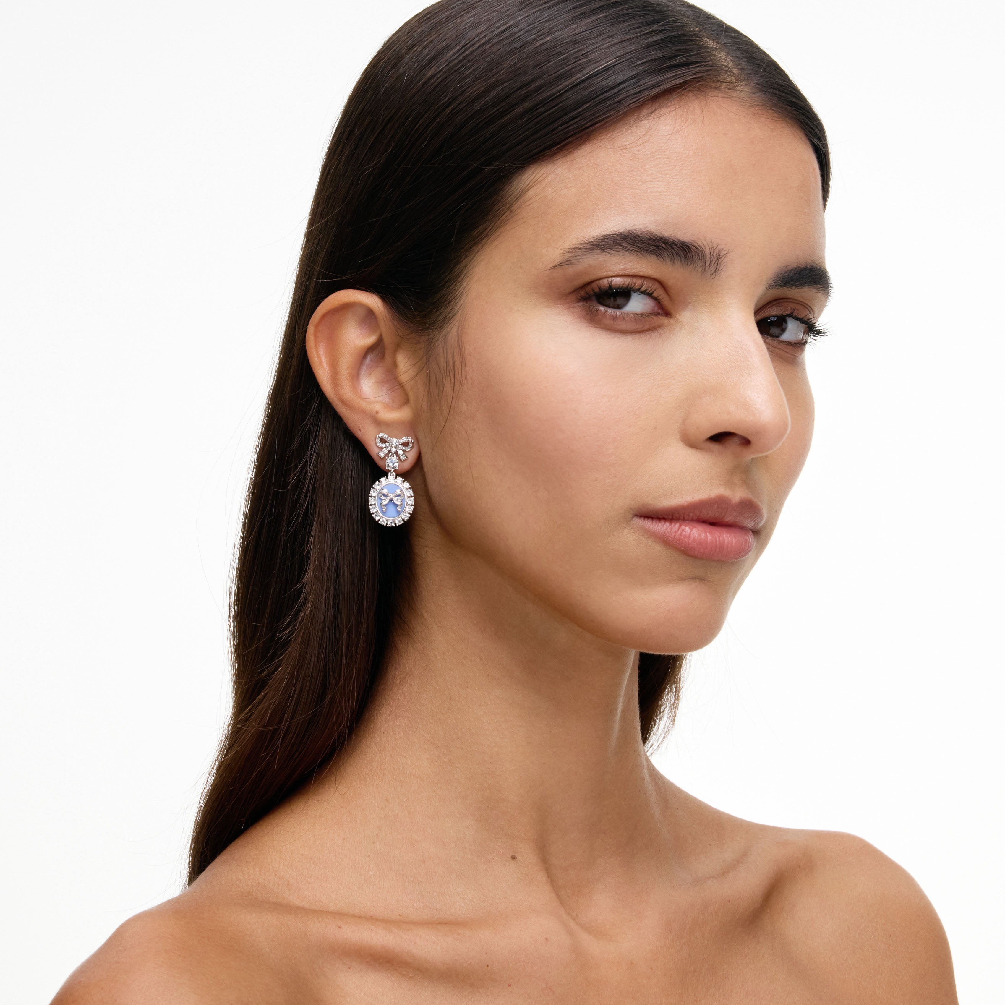 Self Portrait Blue Crystal Bow Cameo Ohrringe Blau