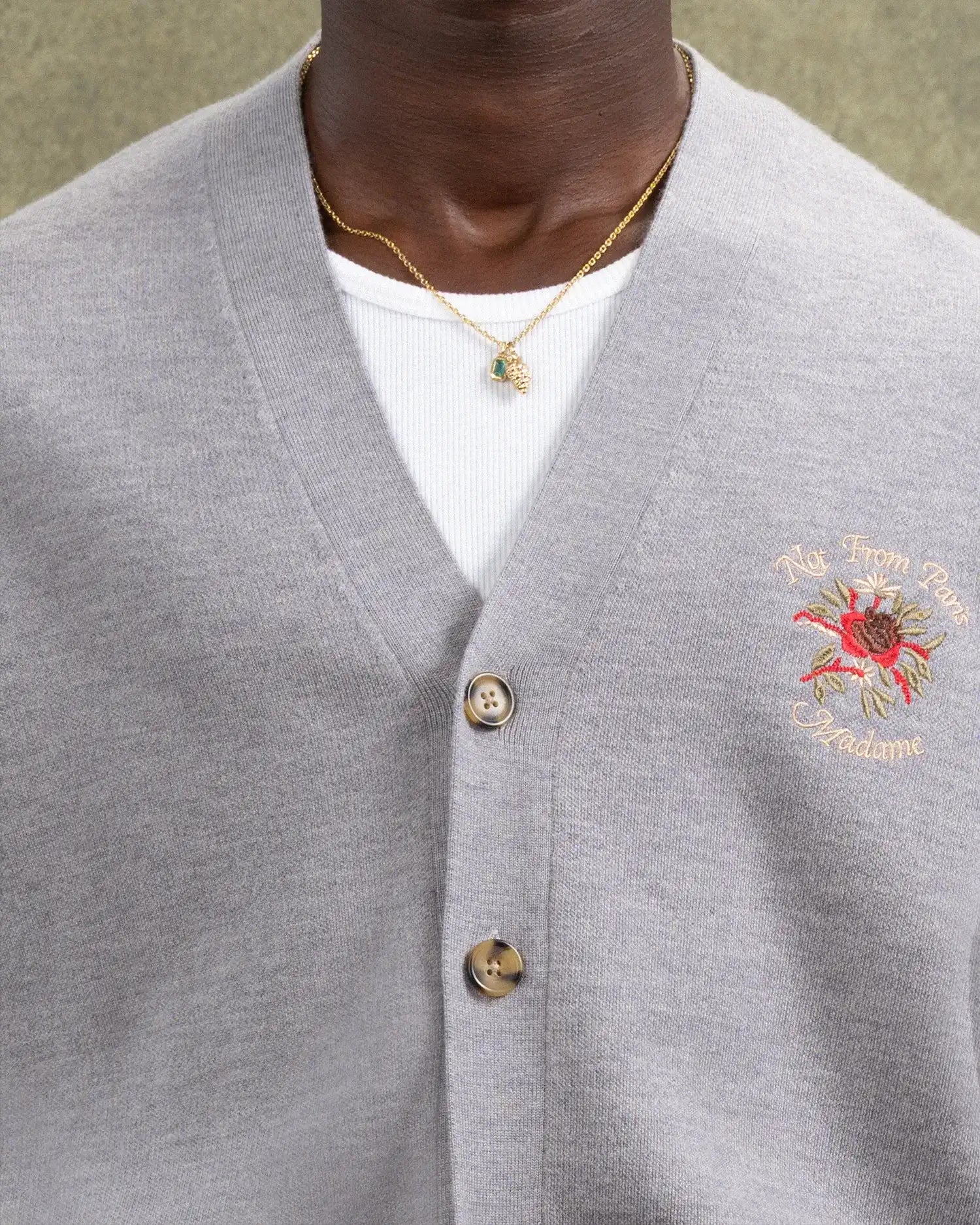 Drôle De Monsieur Le Cardigan Slogan Rose Cardigan hellgrau Merinowolle