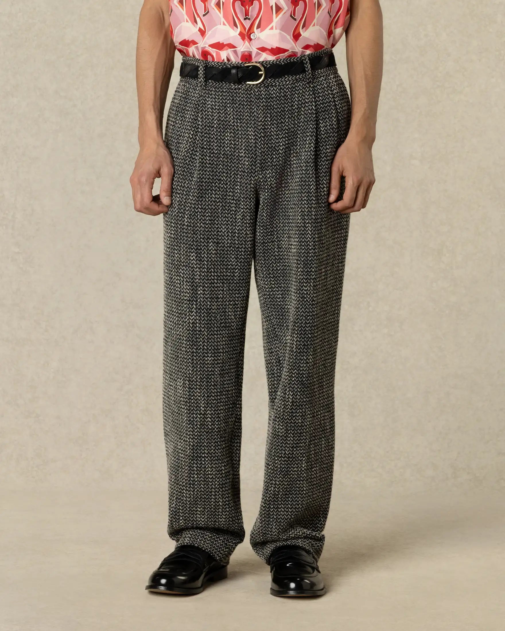 Drôle De Monsieur Tweed Hose Schwarz Wide Leg Wolle