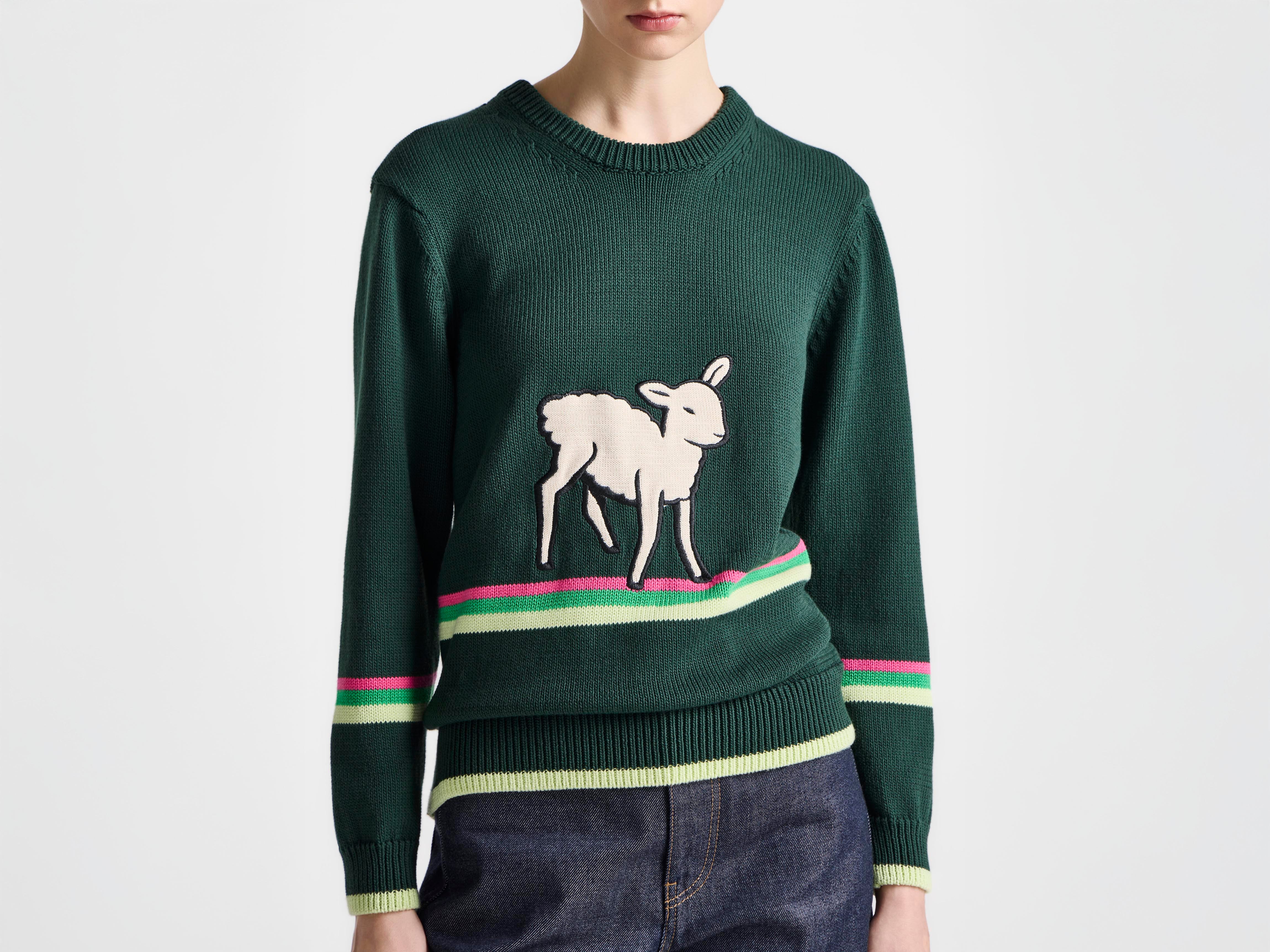 J.W.Anderson Sheep Jumper Damen dunkelgrün Baumwolle