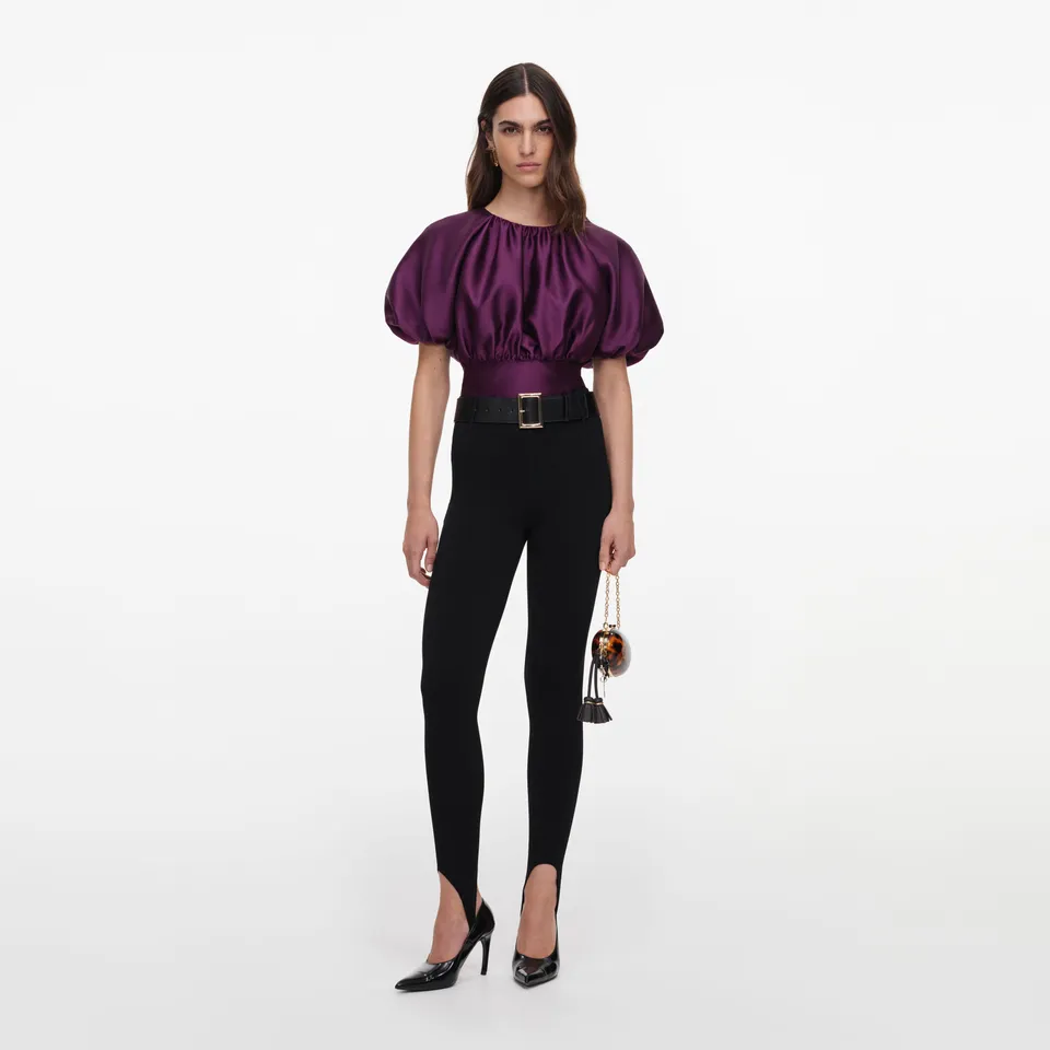 Self Portrait Tops Purple Taffeta Top UK 8 Rückenfrei
