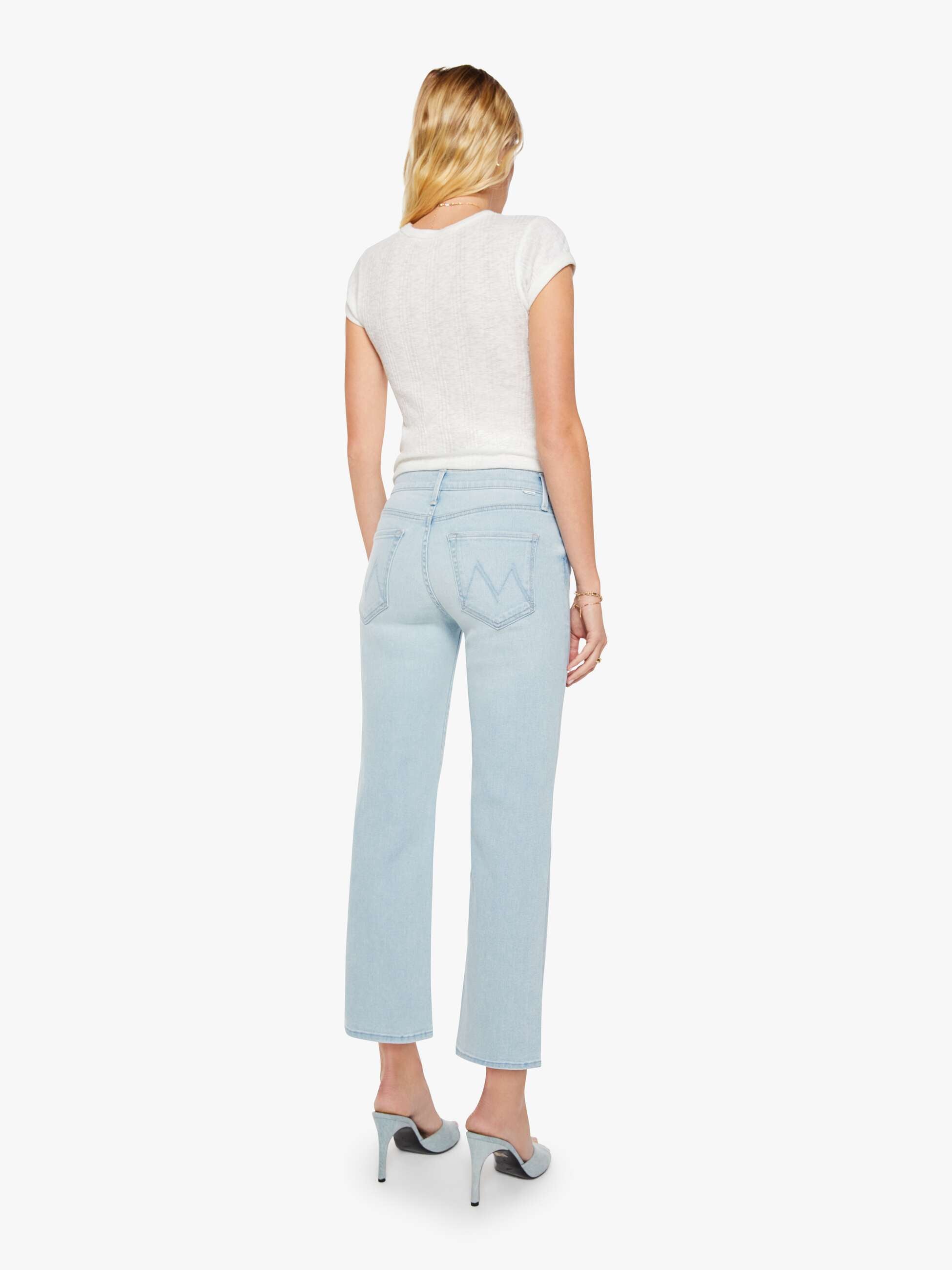 Mother The Mid Rise Rambler Zip Ankle Jeans Pretty Please Hellblau