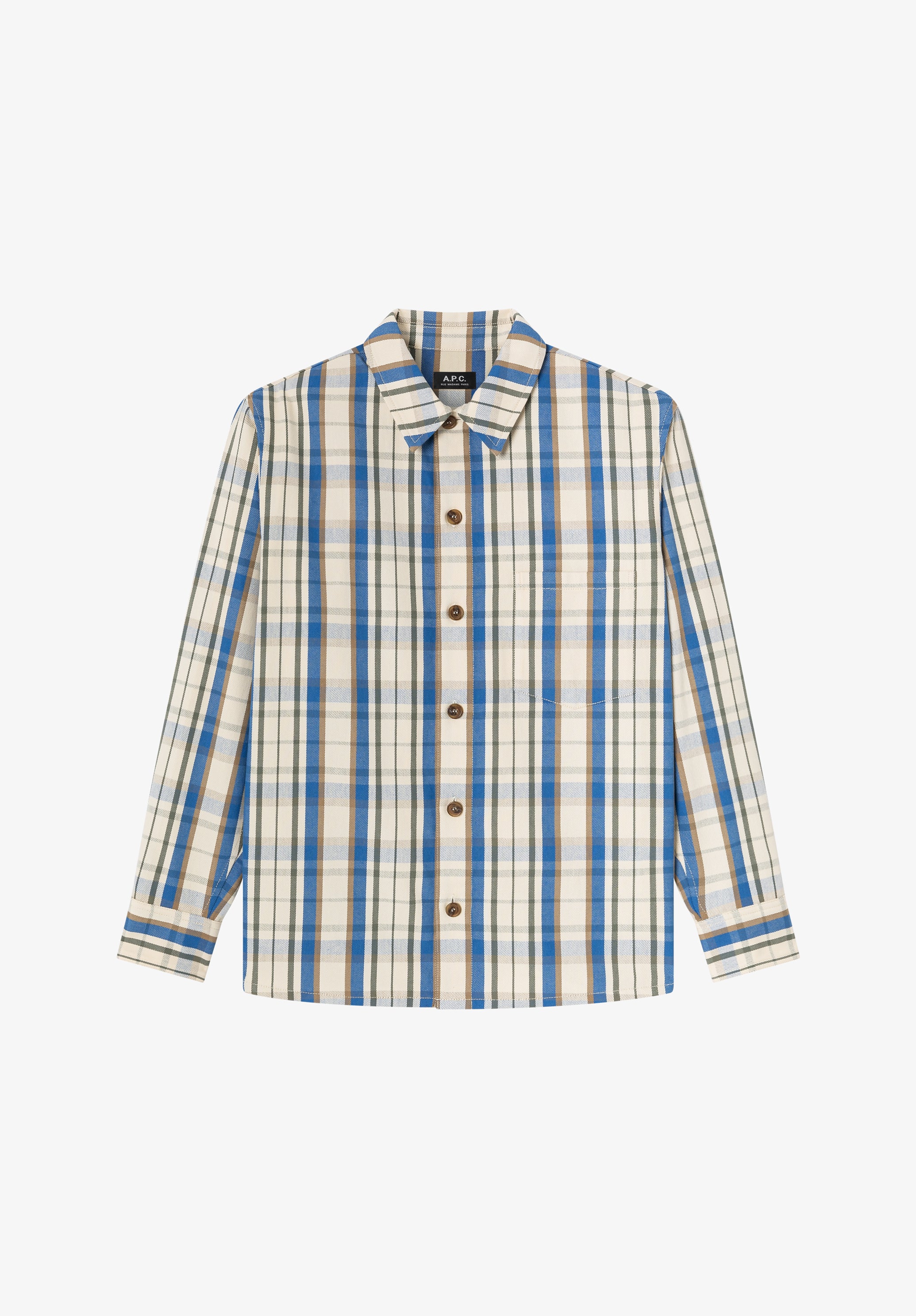 A.P.C. weisses kariertes Overshirt Knopf