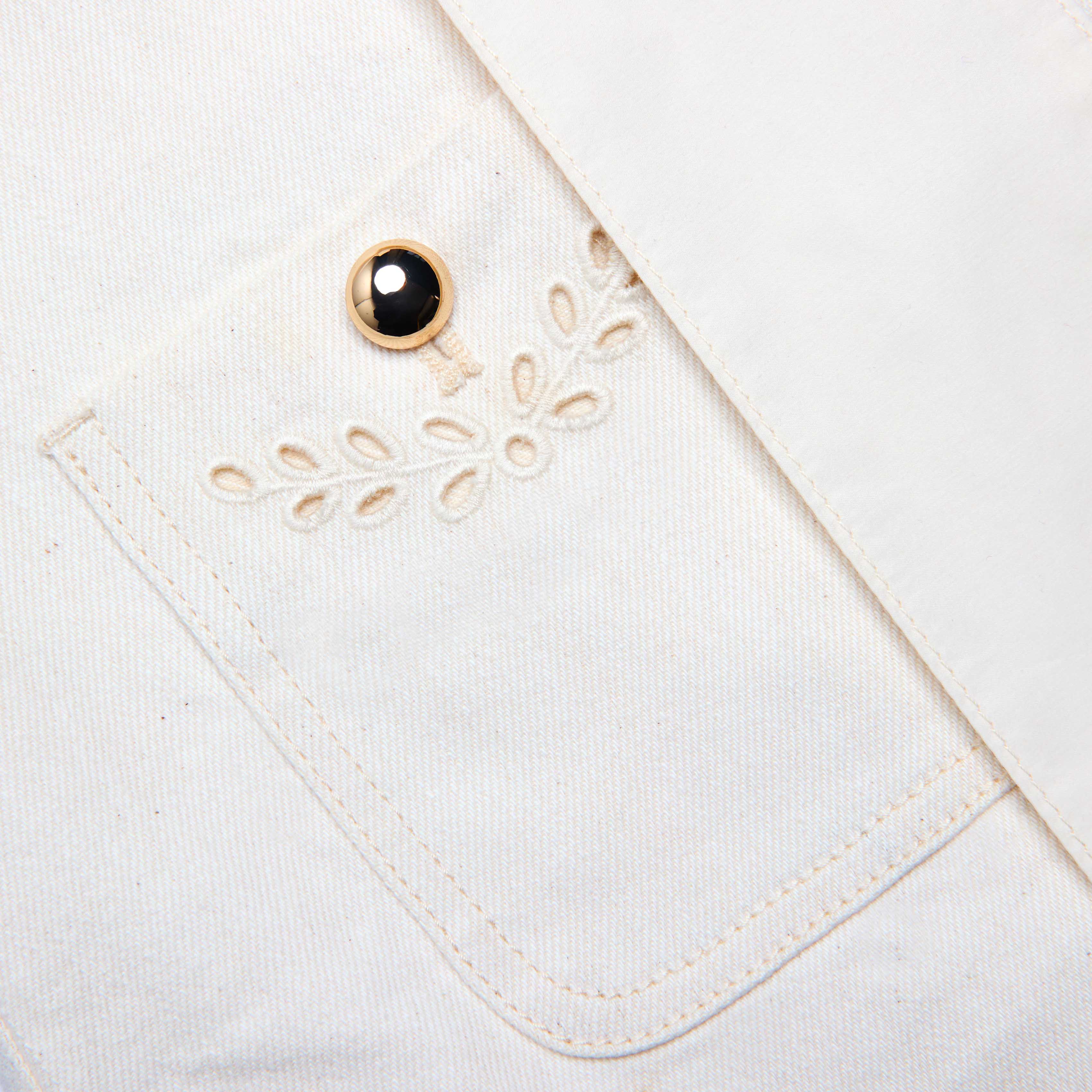 Self-Portrait Denim Cream Broderie Minikleid creme Stickerei
