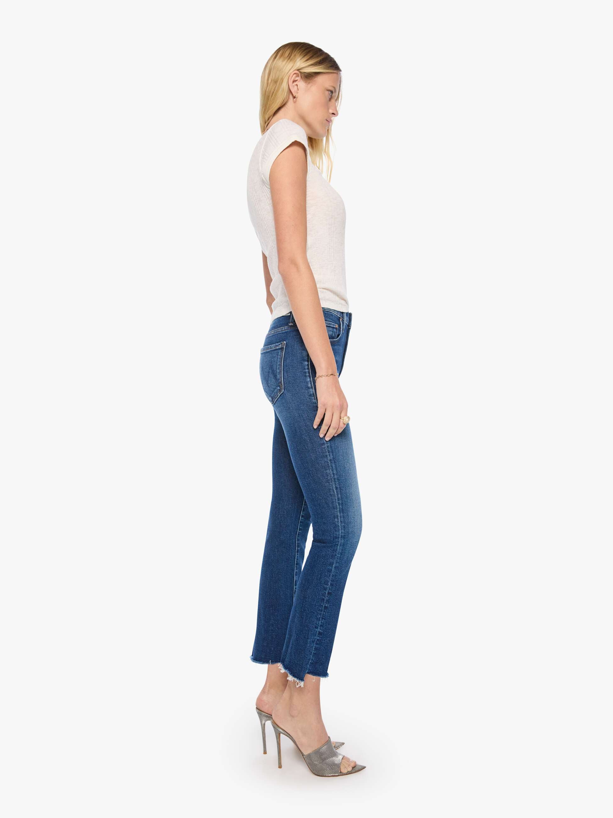 Mother Denim The Insider Ankle Step Fray Jeans Cosmic Cowgirl