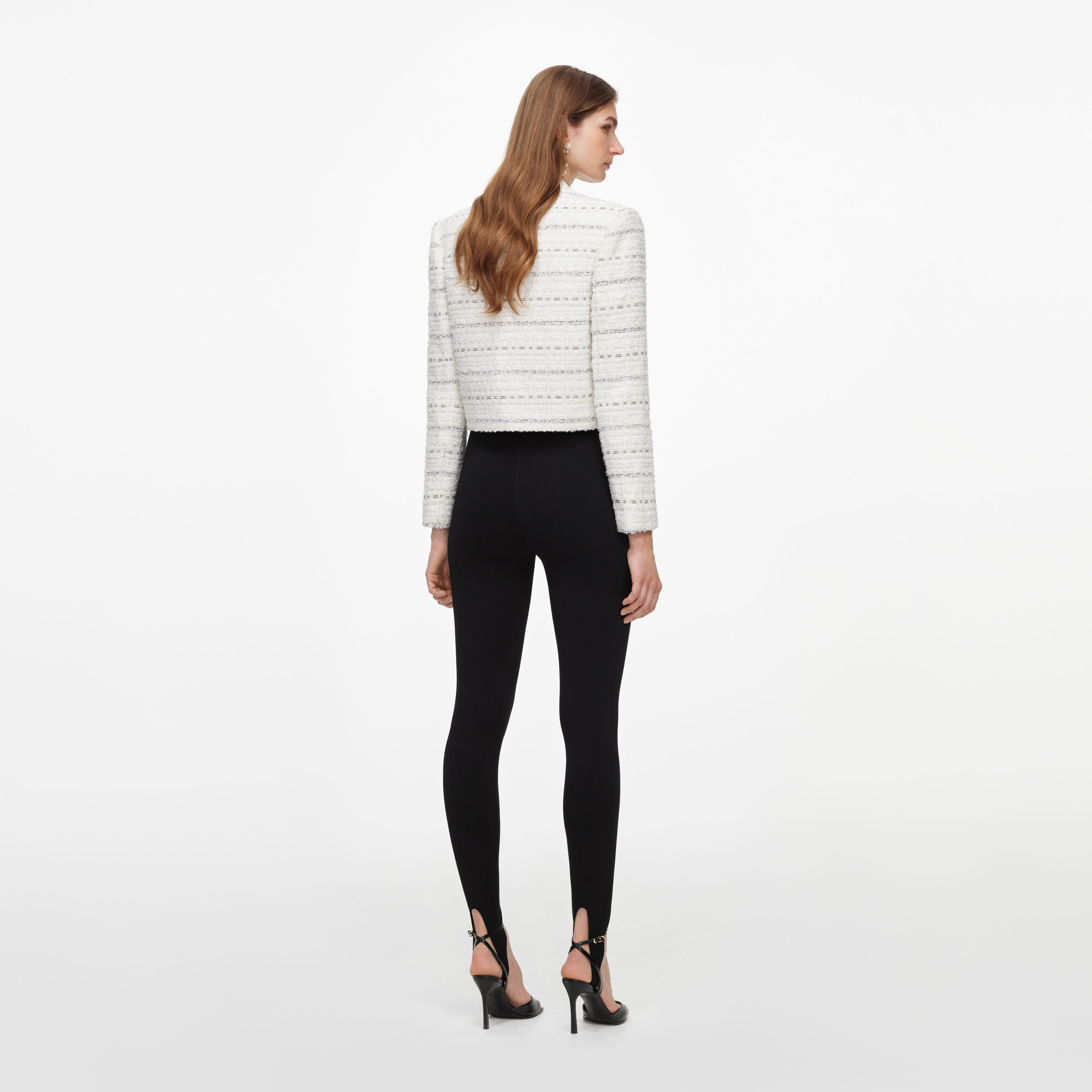 Self Portrait Knit Stirrup Leggings Schwarz Strick
