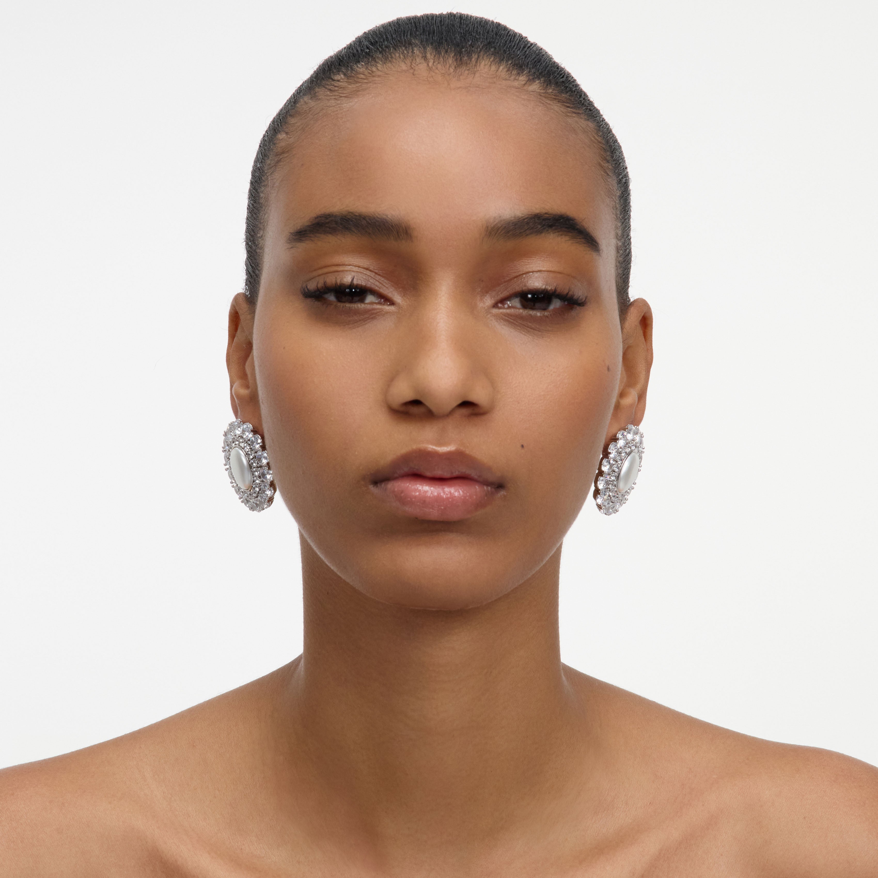 Self Portrait Oval Crystal Pearl Earrings Ohrstecker One Size