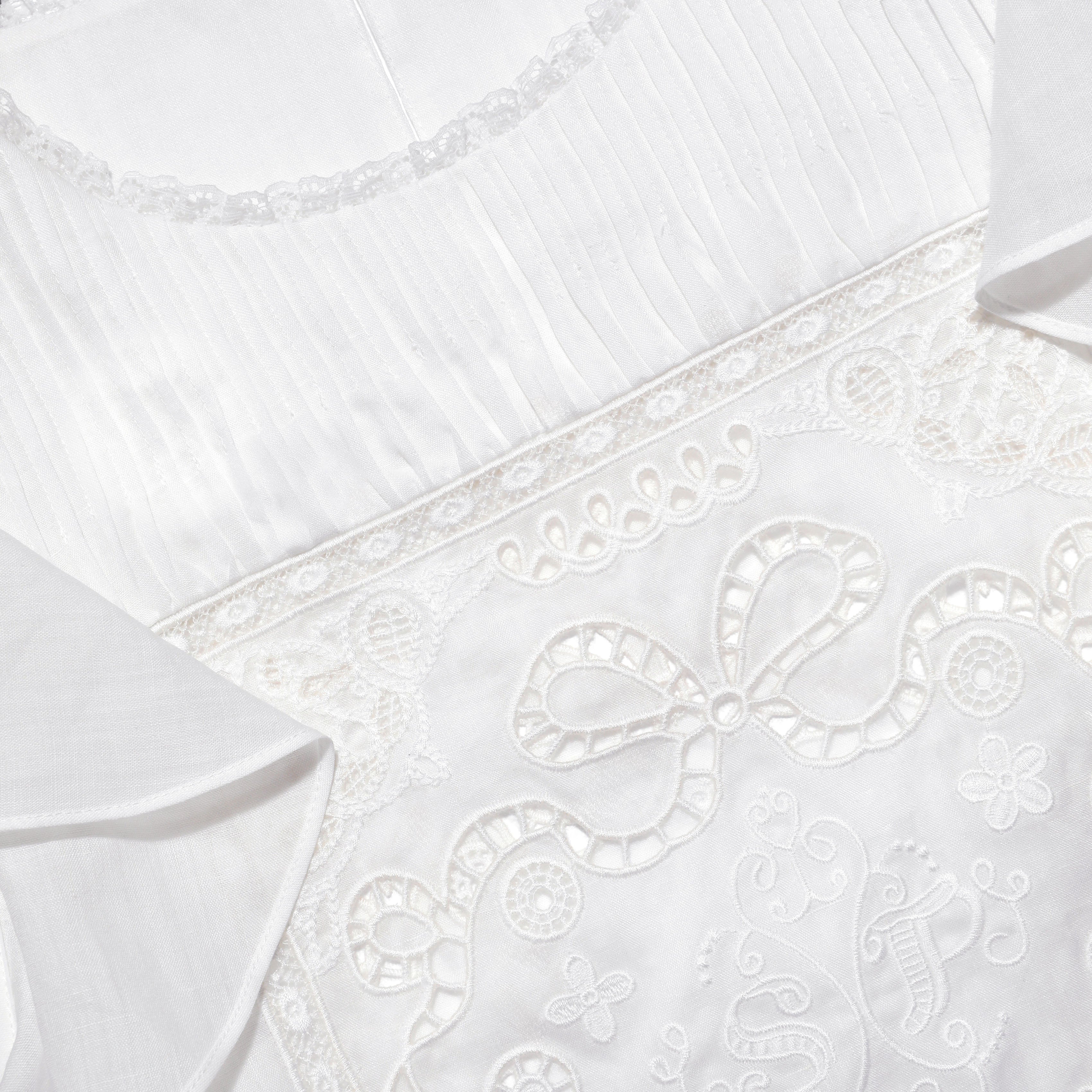 Self Portrait Ramie Lace Top Bluse Weiß Rüschen Cropped