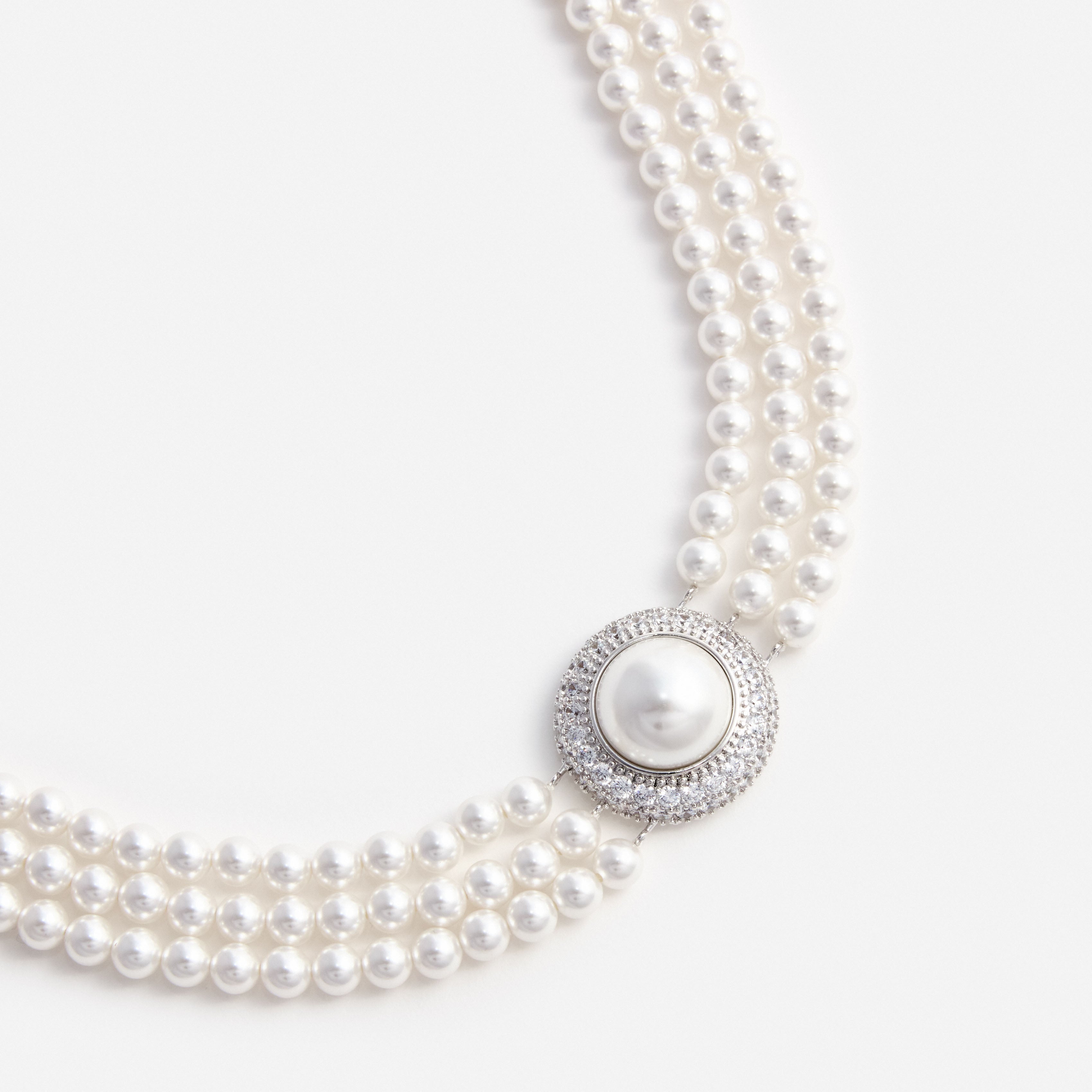 Self Portrait Small Crystal Pearl Choker Perlen Silber