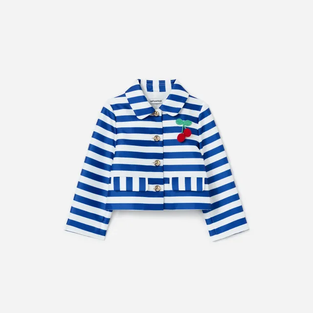 Self Portrait Navy Stripe Cherry Kinderjacke Blau Taffeta