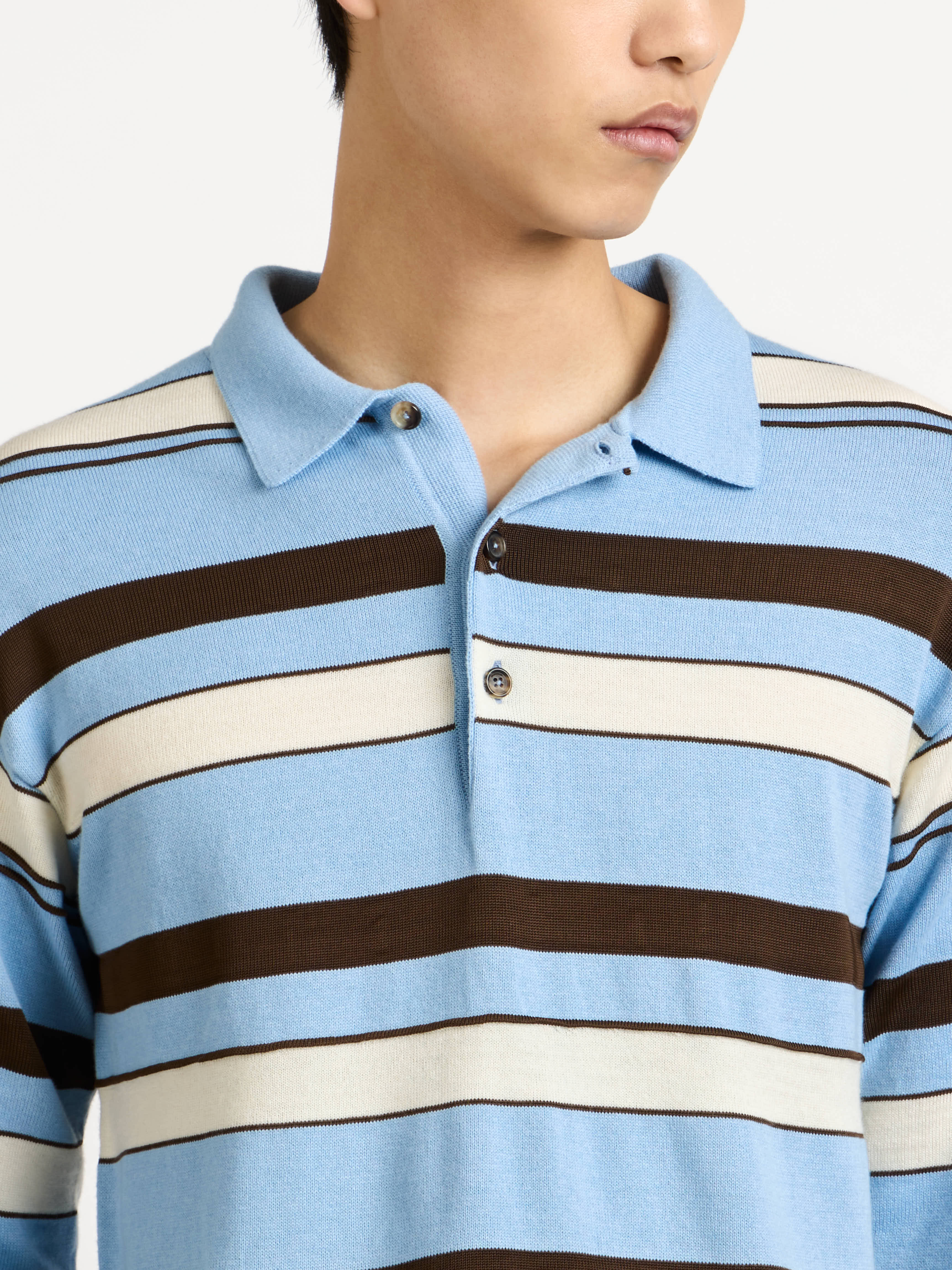 J.W.Anderson Rugby Polo Strickpolo Herren Hellblau Gestreift