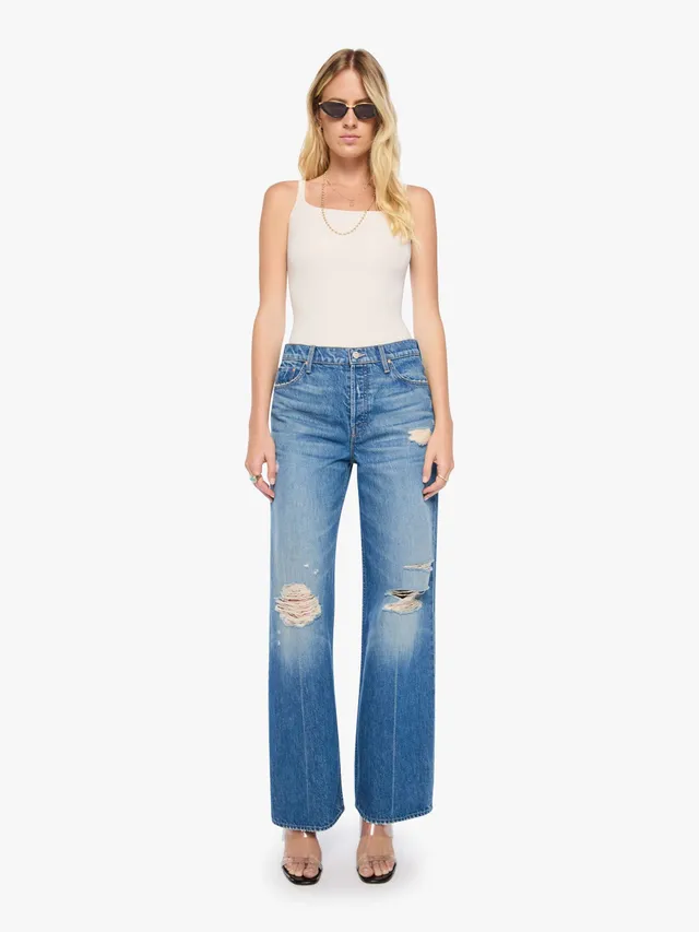 Mother The Rerun Zip Sneak Jeans FYVM Blau Wide Leg