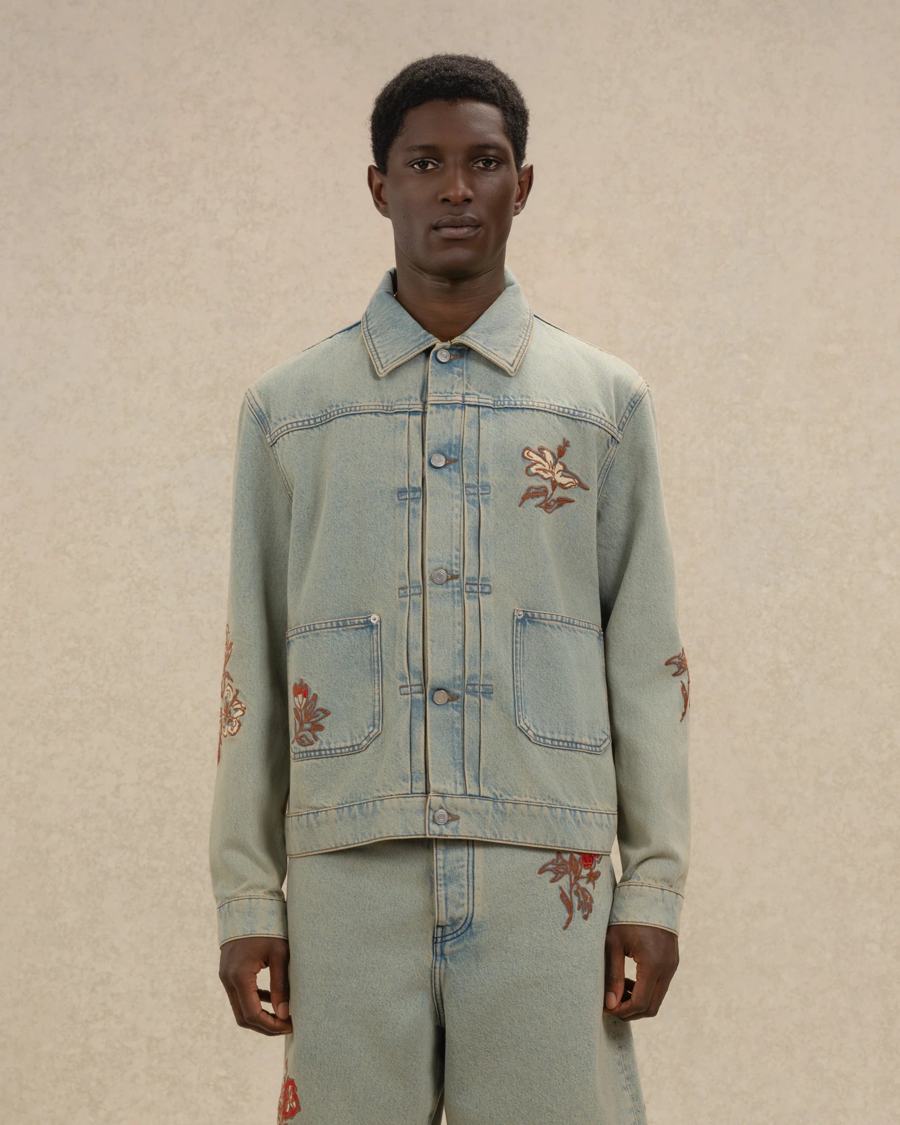 Drôle De Monsieur Veste Denim Dusty Brodée Jeansjacke dusty Stickerei