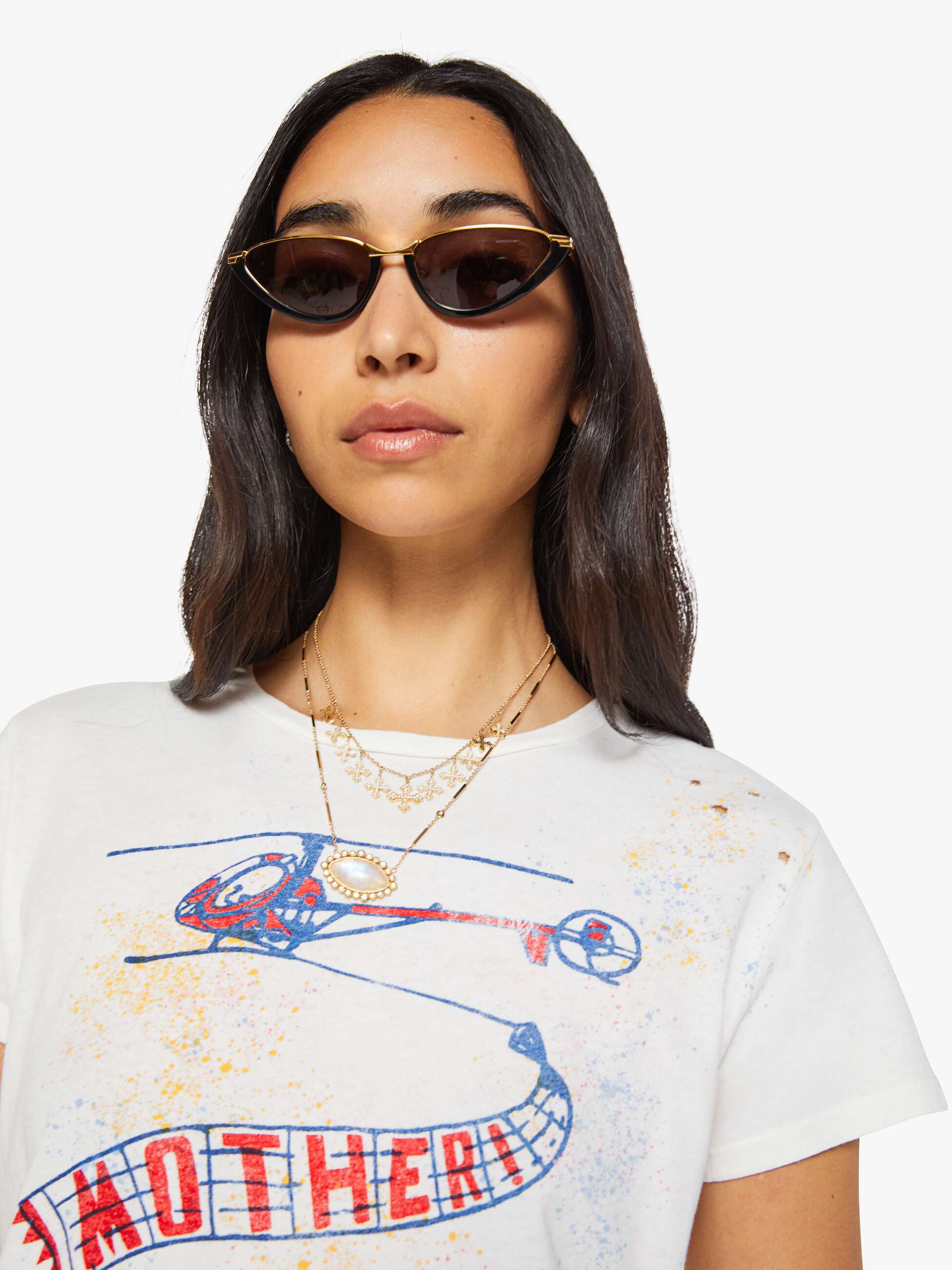 Mother The Lil Goodie Goodie T-Shirt Helicopter Offwhite