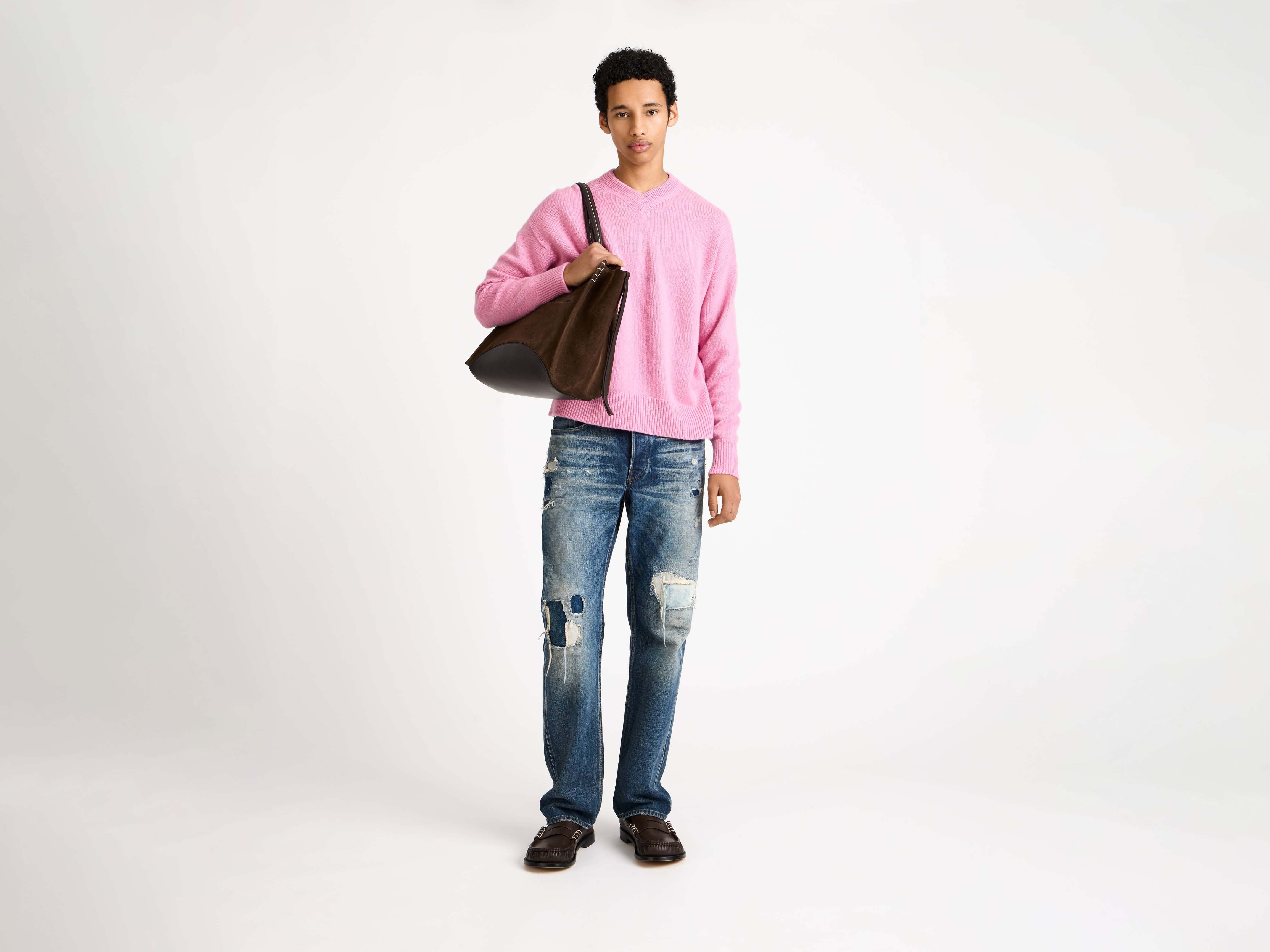 J.W.Anderson V-Neck Kaschmir Pullover Herren Bubblegum