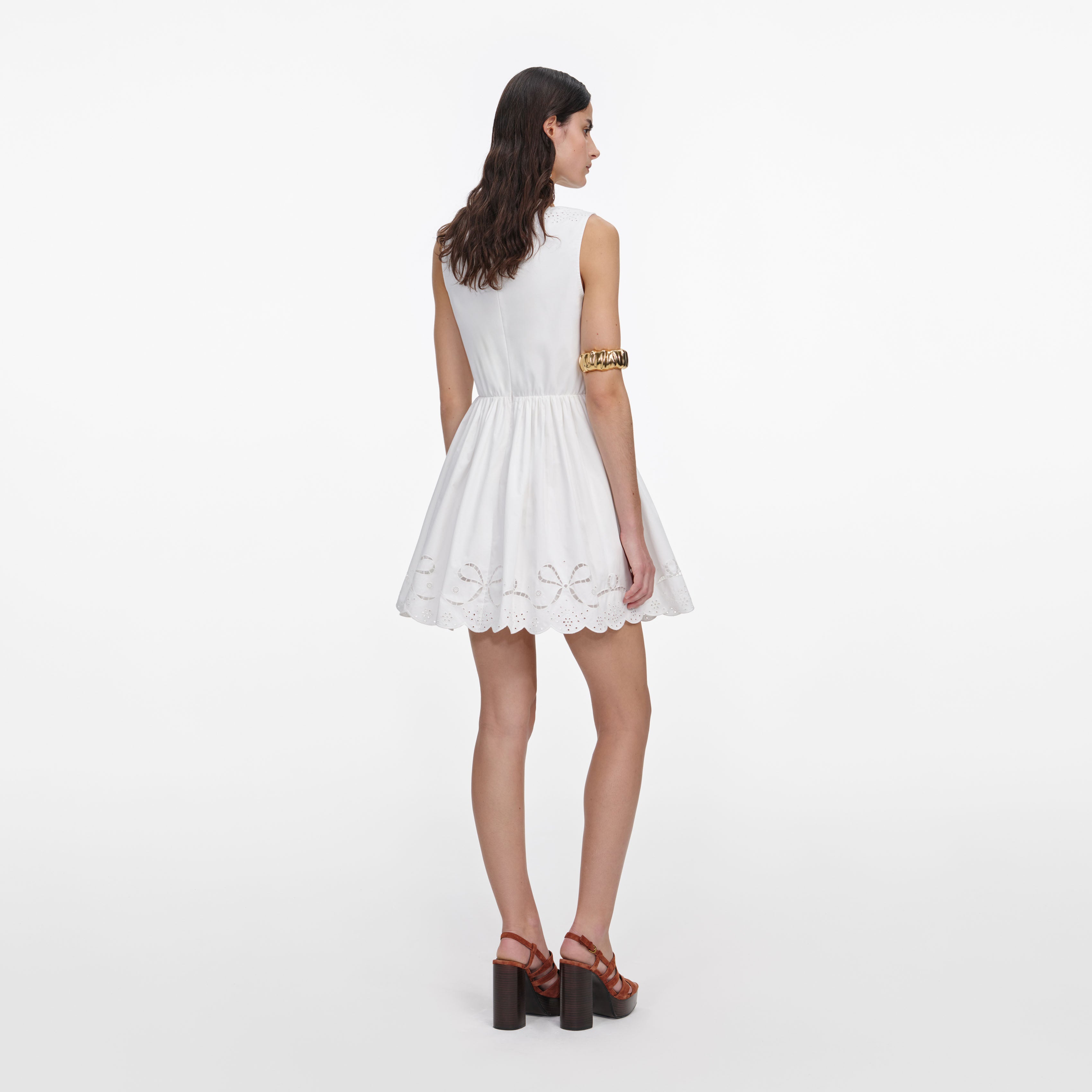 Self Portrait Dresses White Cotton Mini Kleid weiß bestickt