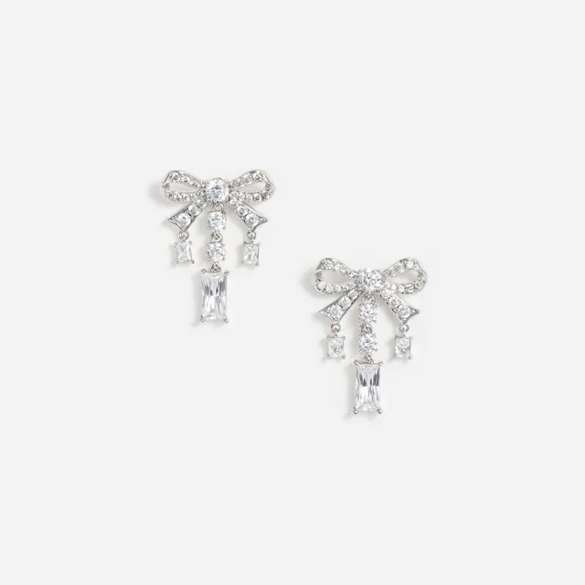 Self Portrait Silver Crystal Bow Droplet Ohrringe Silber