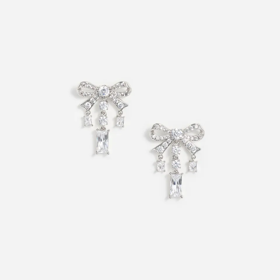 Self Portrait Silver Crystal Bow Droplet Ohrringe Silber