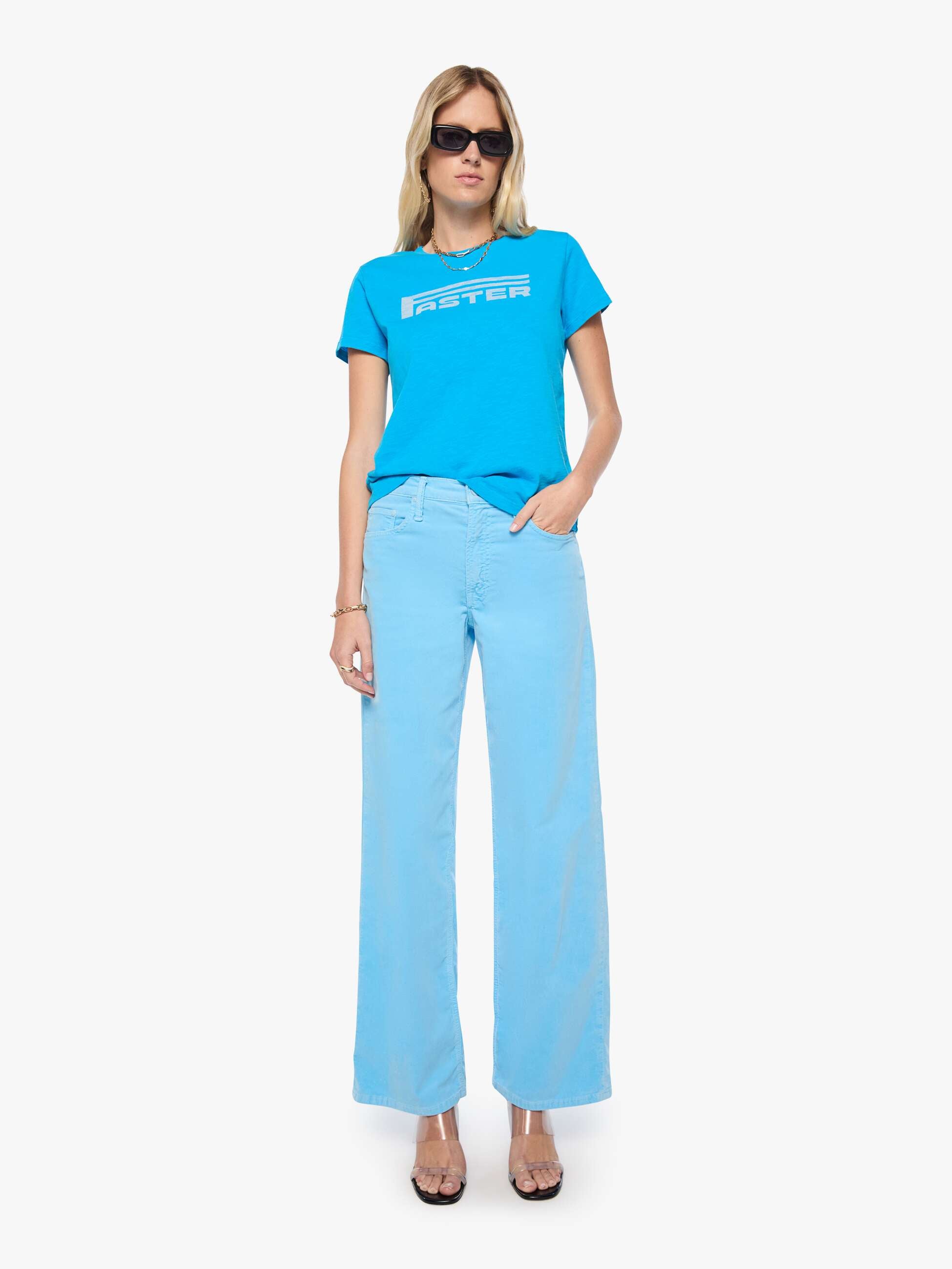 Mother The Sinful Faster T-Shirt Blau Baumwolle Slim