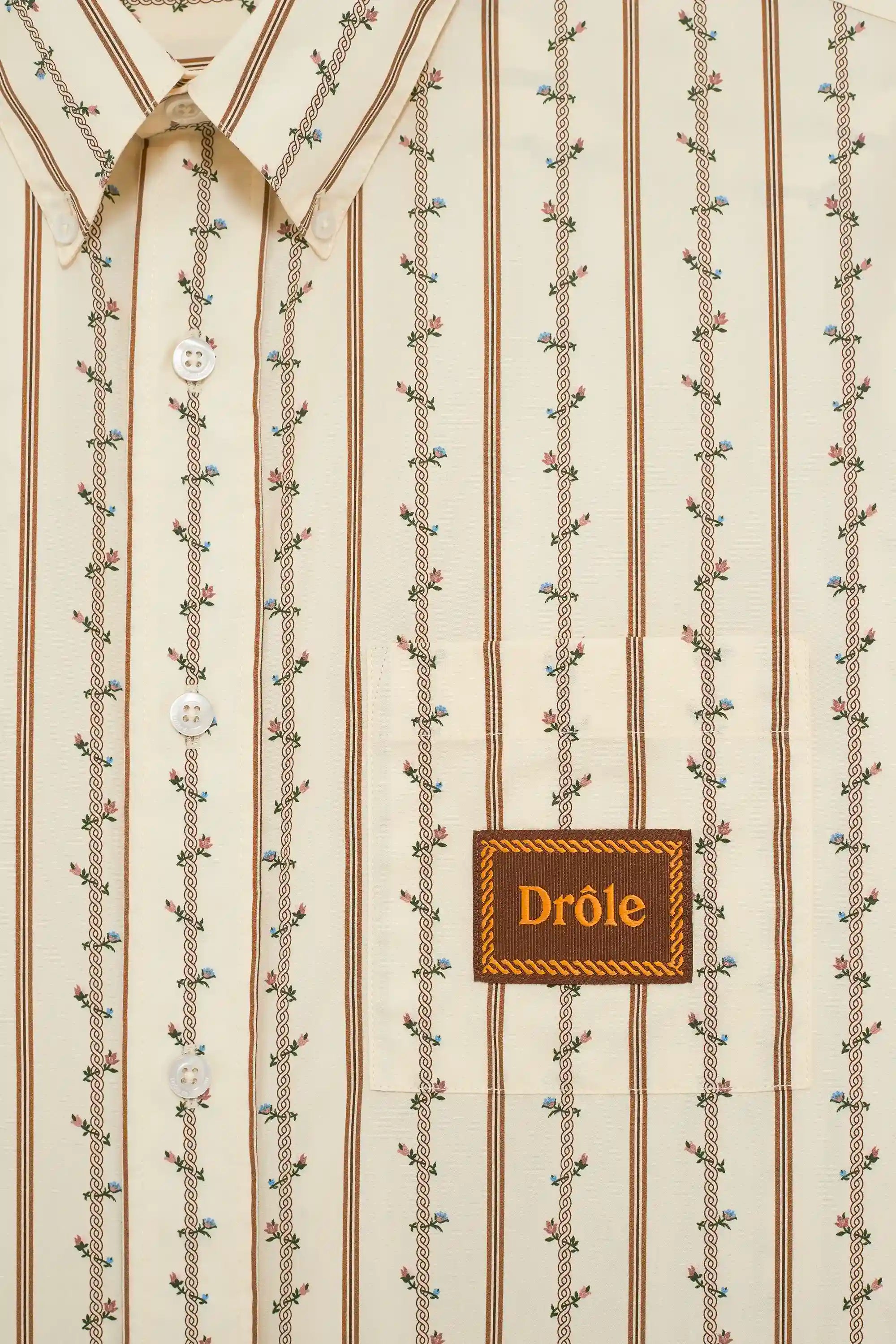 Drôle De Monsieur La Chemise Fleurs Hemd ecru Baumwolle