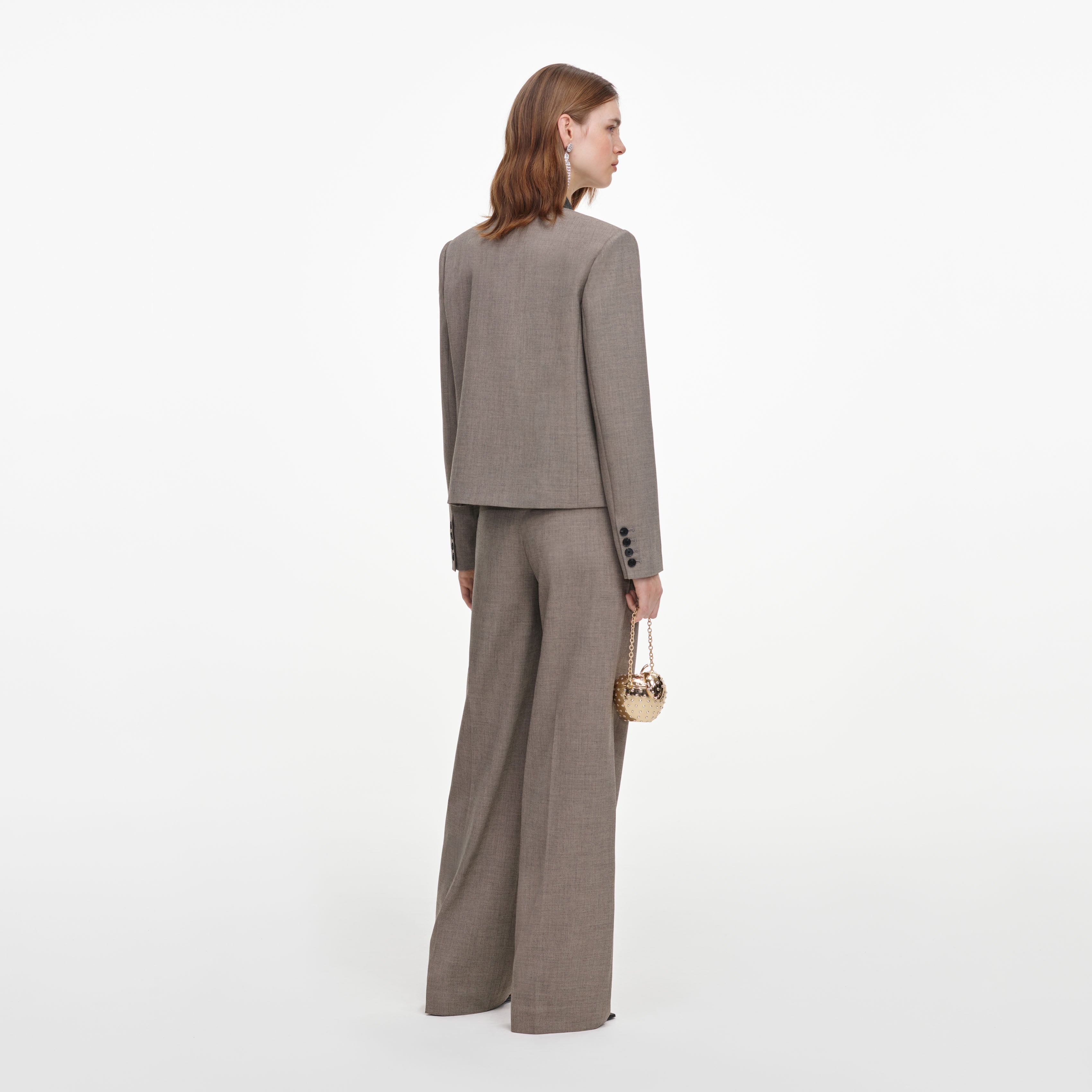 Self Portrait Twill Jacke braun zweireihig Boxy Blazer