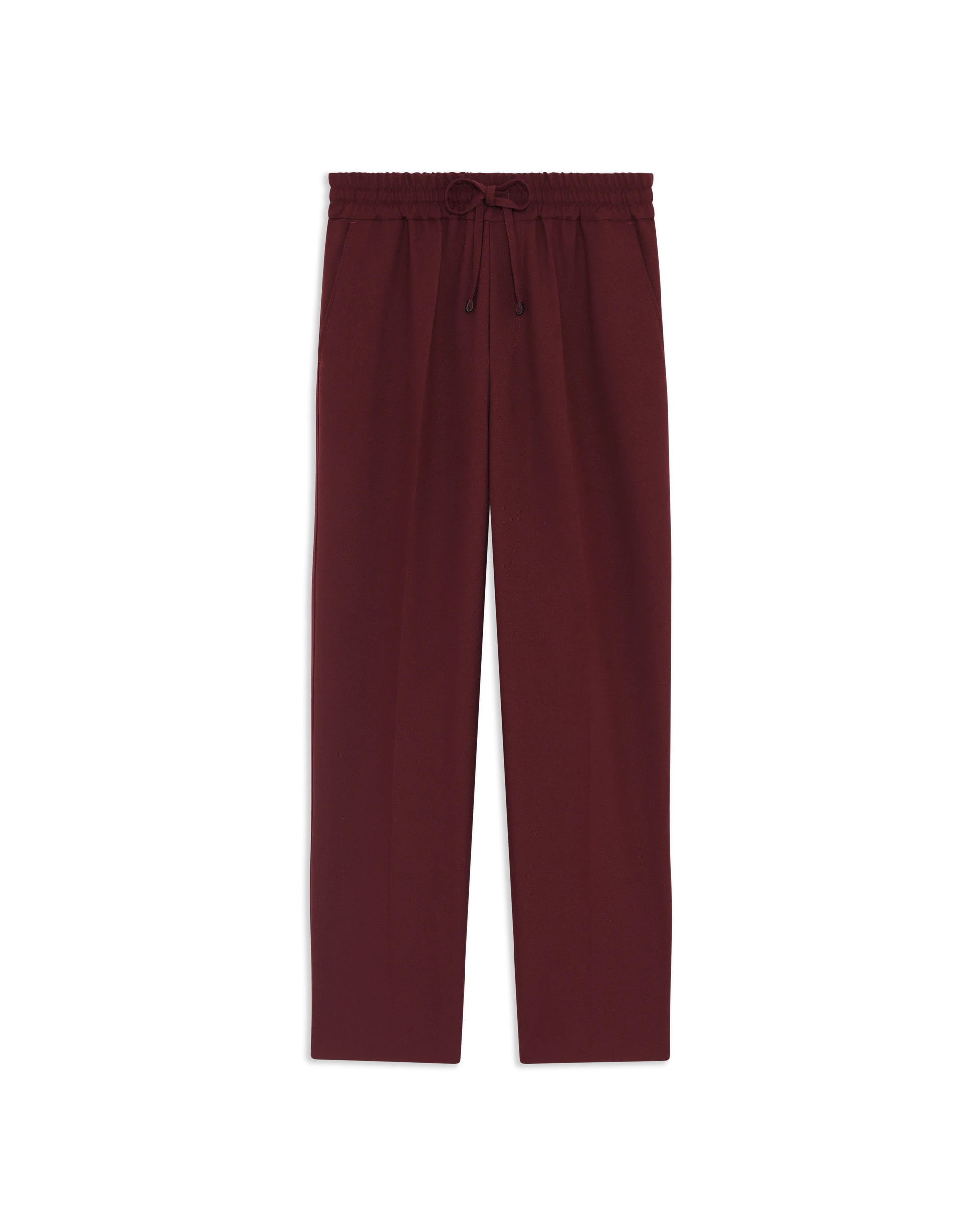 Drôle De Monsieur Twill Elastic Waist Pants Hose Burgundy Polyester