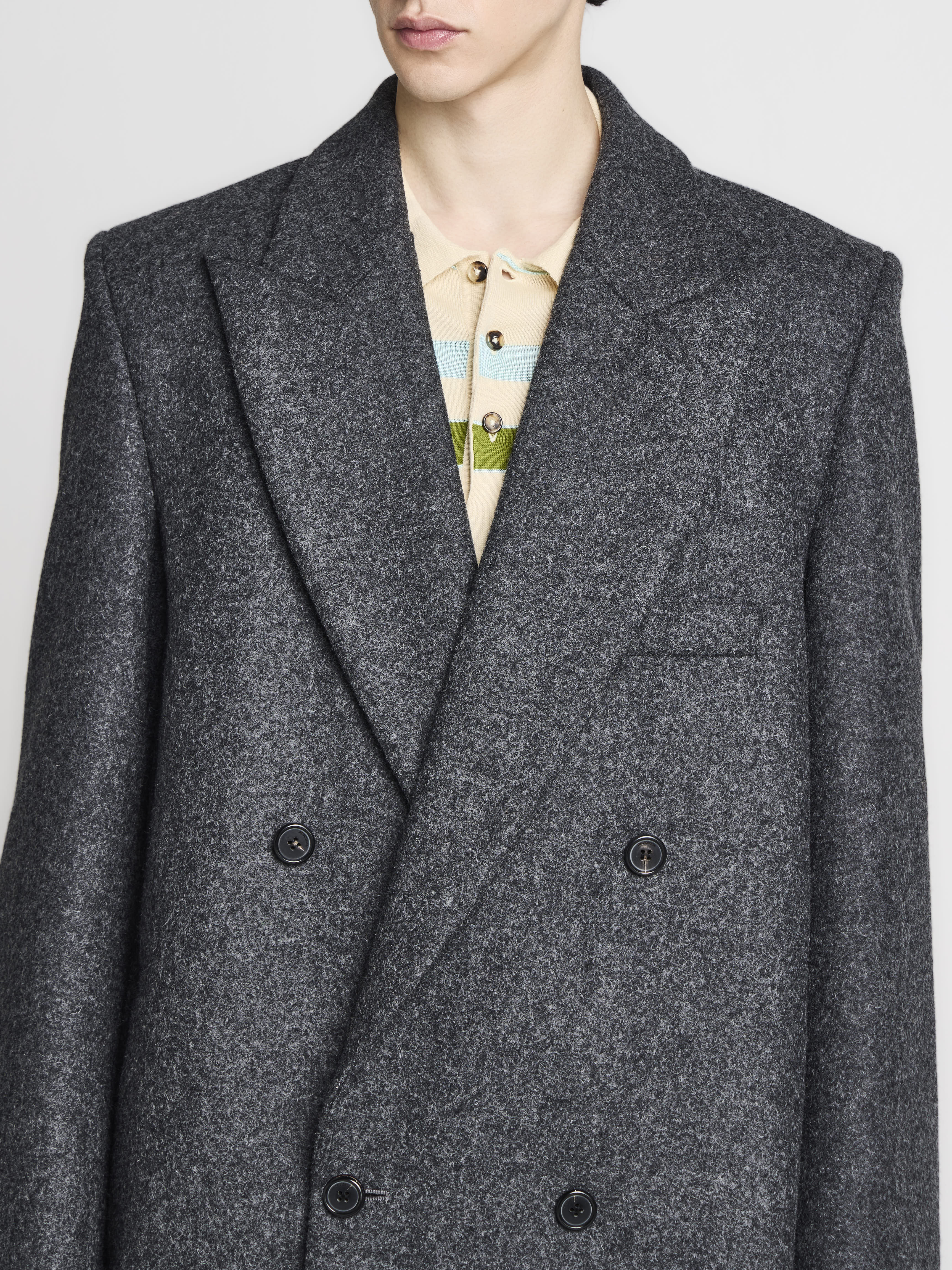 J.W.Anderson Double Breasted Coat Mantel Grau Melange Wolle