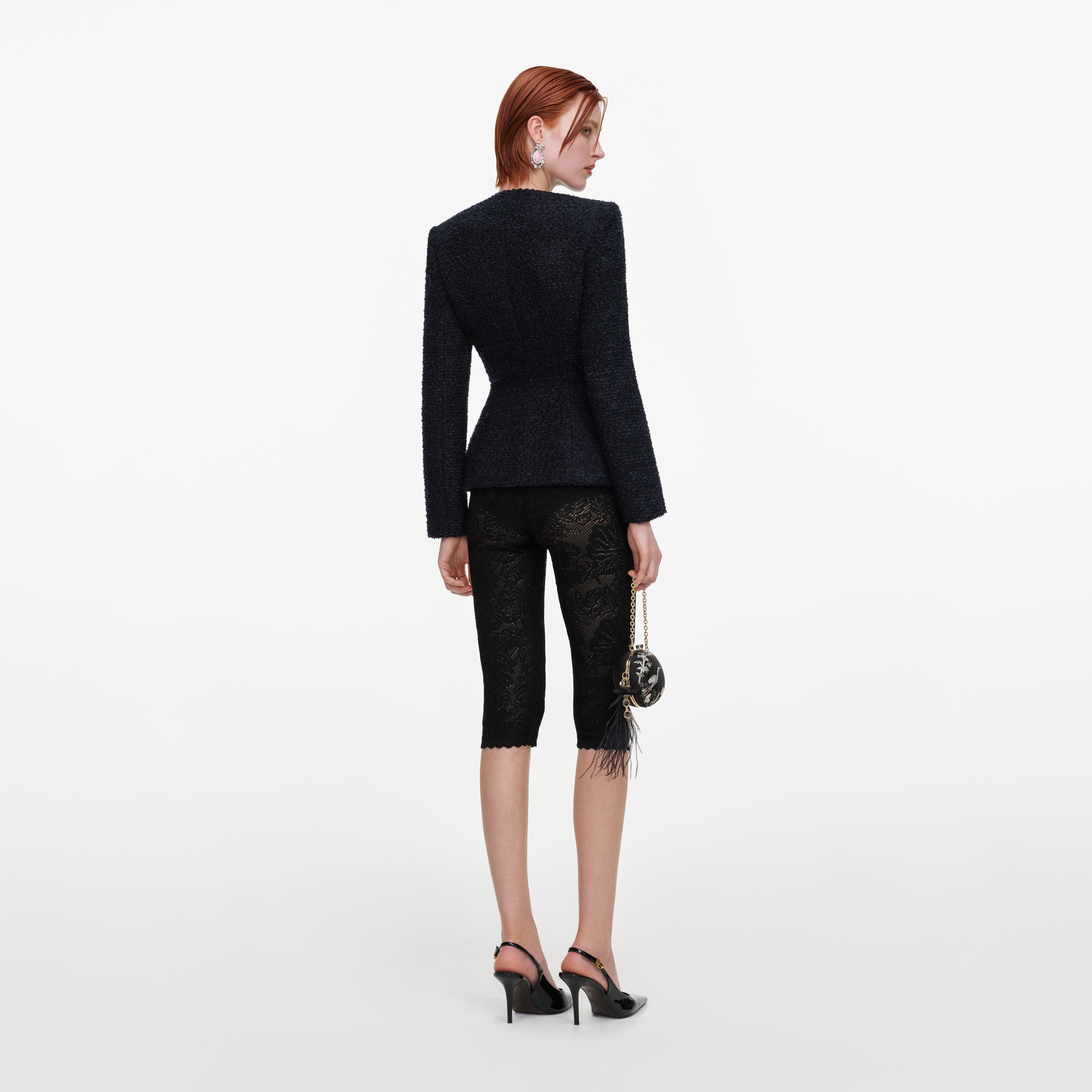 Self Portrait Navy Boucle Jacket Jacke Navy tailliert