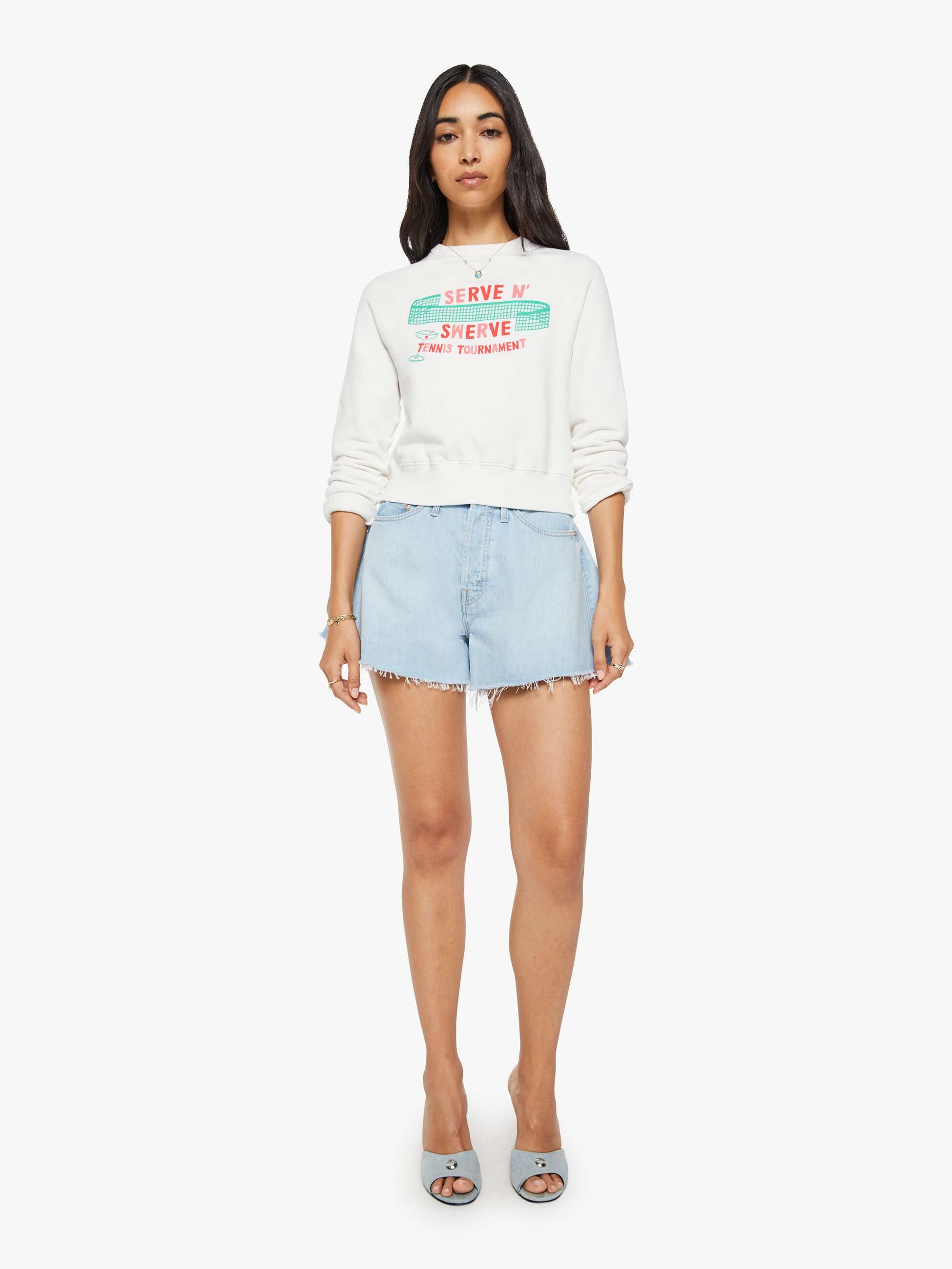 Mother The Itty Concert Sweatshirt Serve N Swerve Weiß Tennis