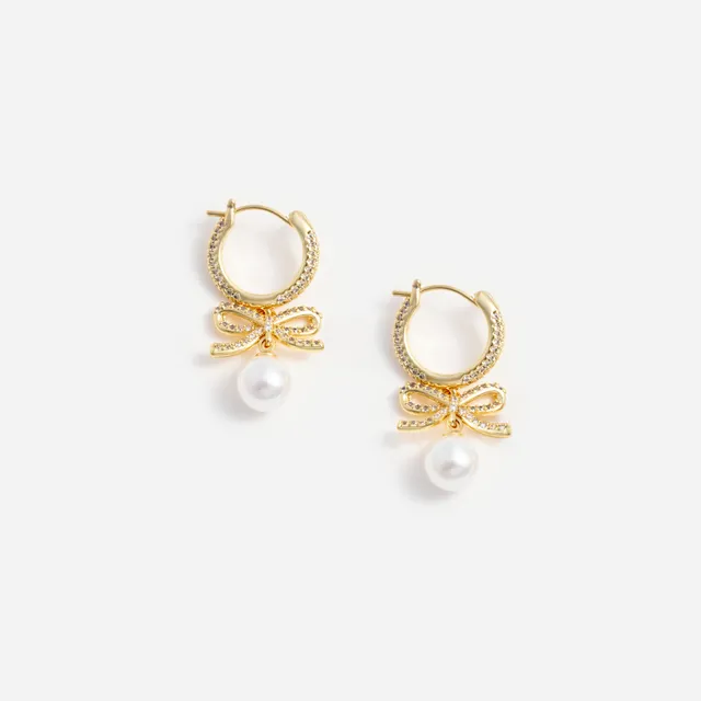 Self Portrait Gold Crystal Bow Pearl Creolen Gold One Size