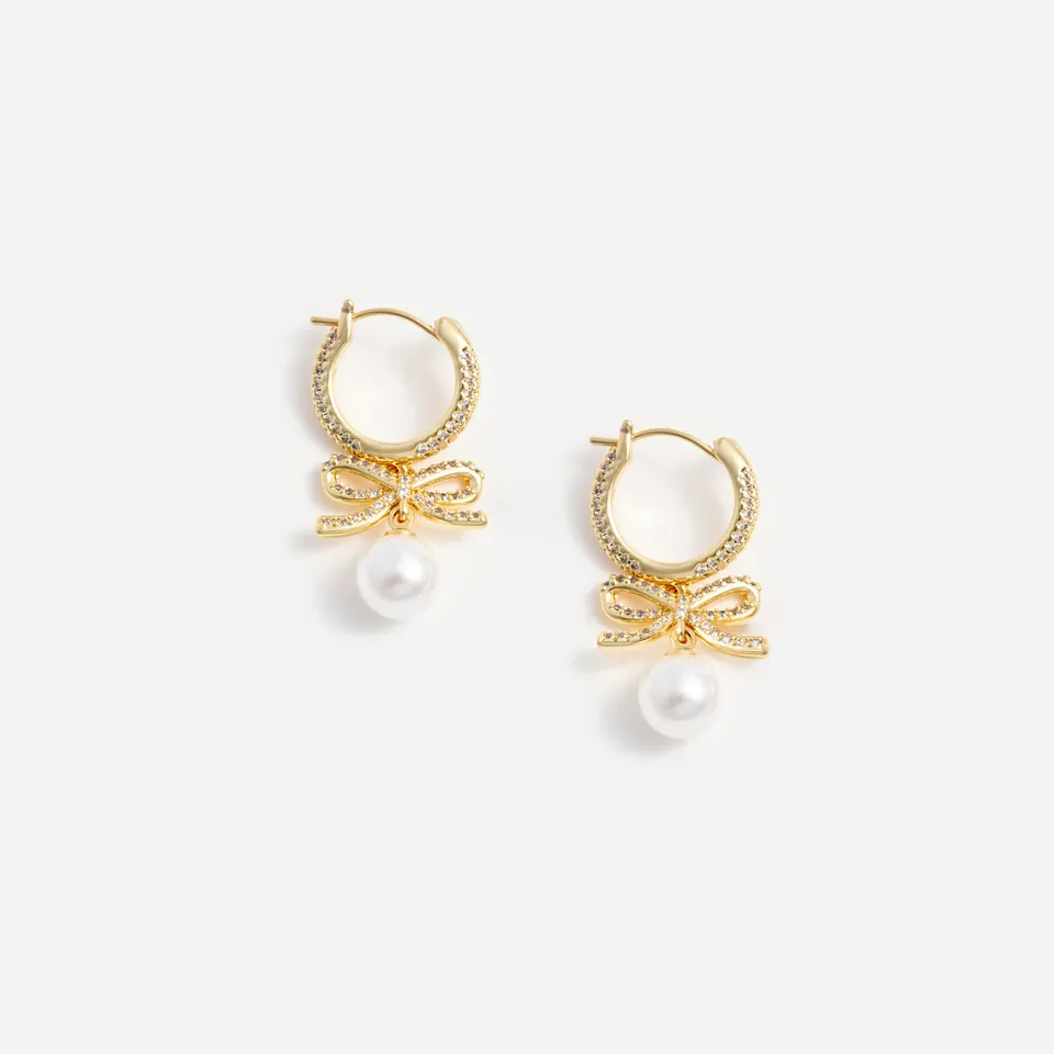 Self Portrait Gold Crystal Bow Pearl Creolen Gold One Size