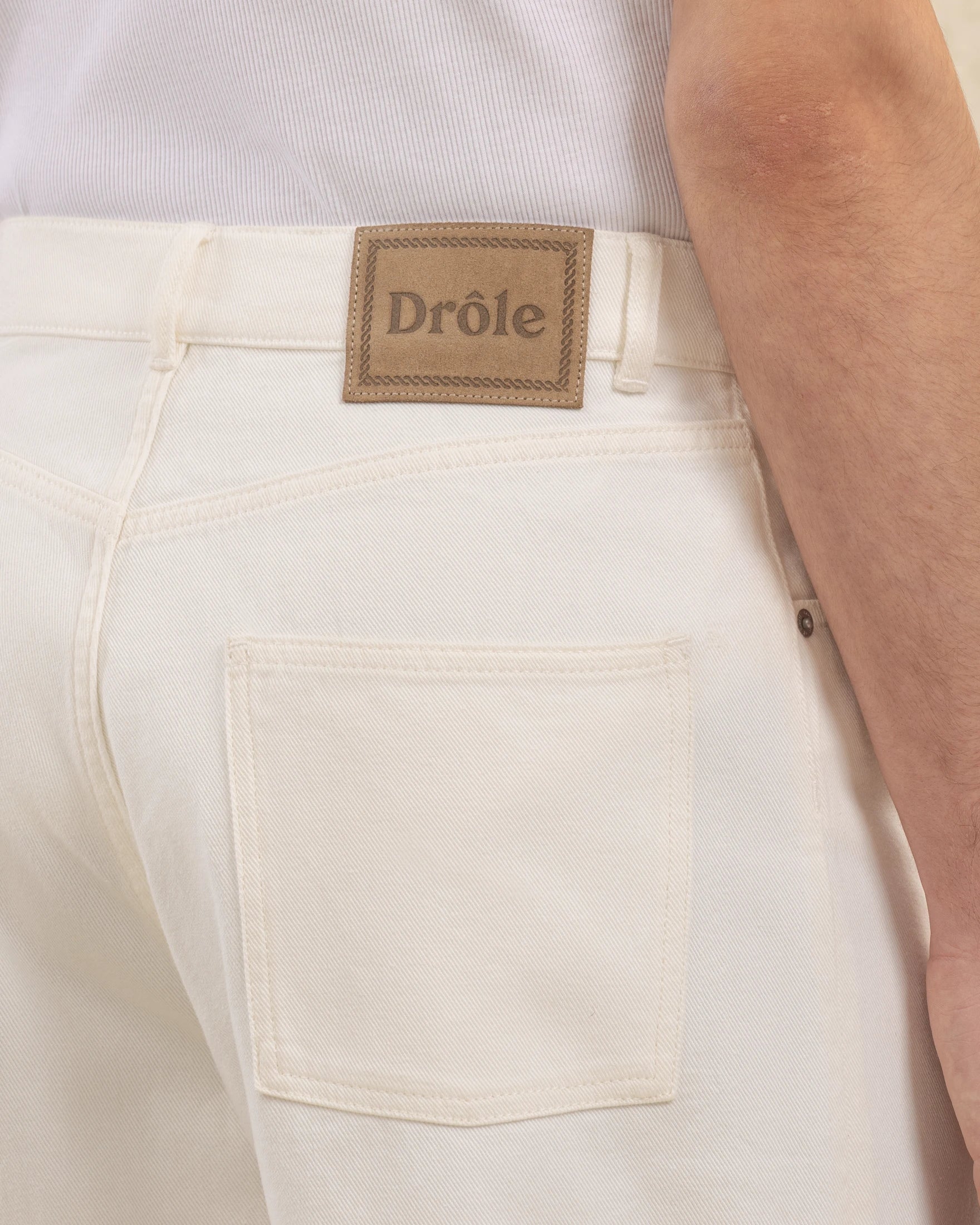 Drôle de Monsieur Jean Straight Off White Jeans Ecru Baumwolle