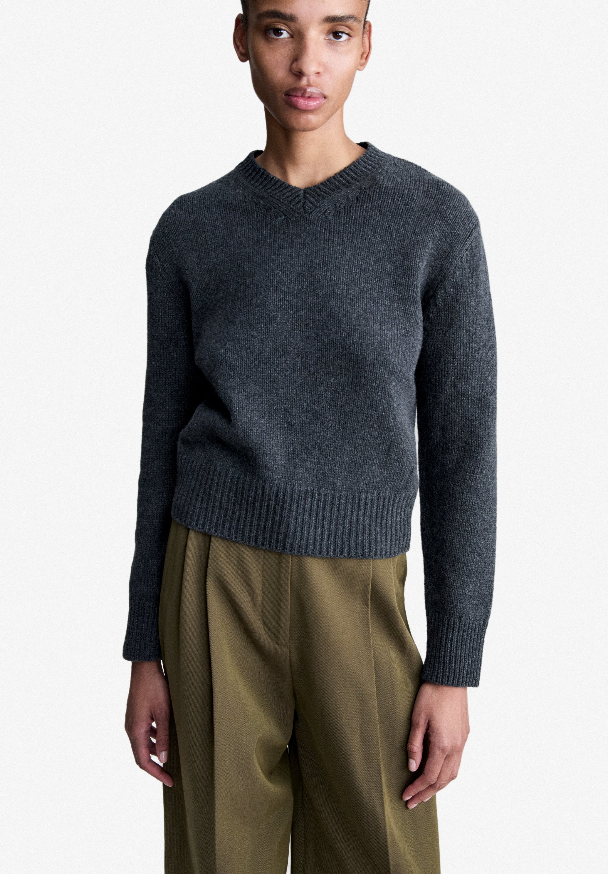 A.P.C. Pullover Anthrazitgrau Wollpullover recycelte Wolle