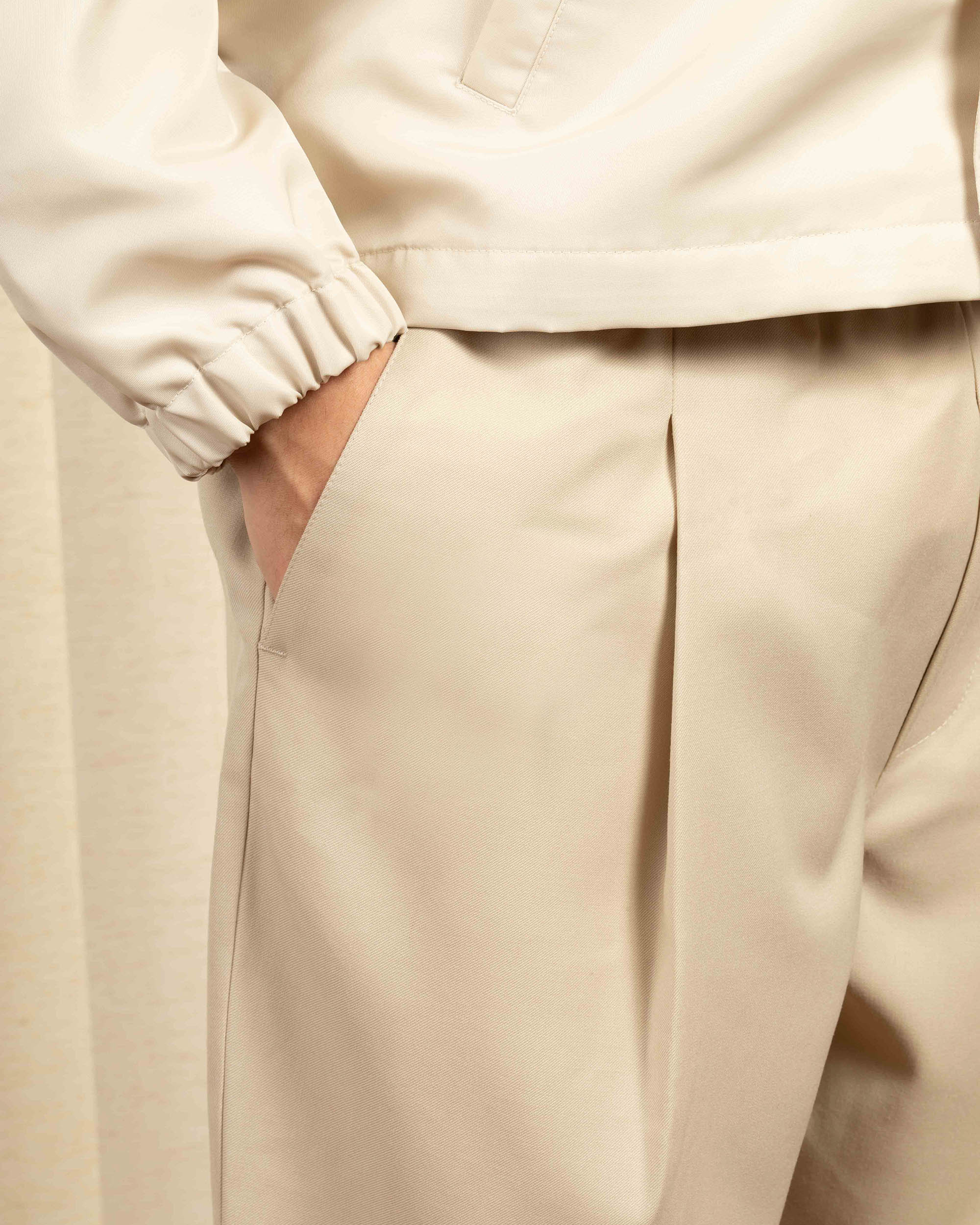 Drôle De Monsieur Le Pantalon Cropped Hose Beige Wolle 3/4