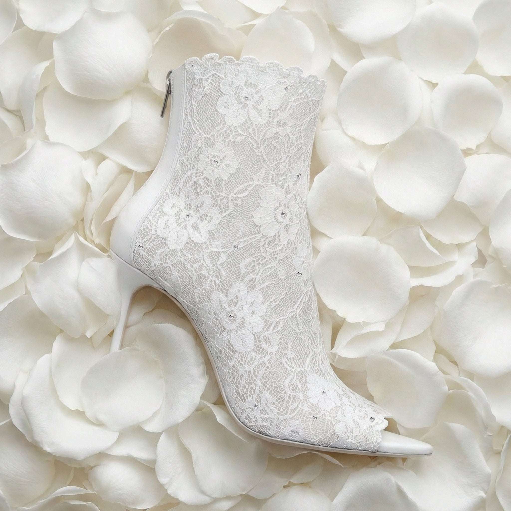 Gedebe Bella Bootie Open-Toe Spitze Weiß Gr.38 105
