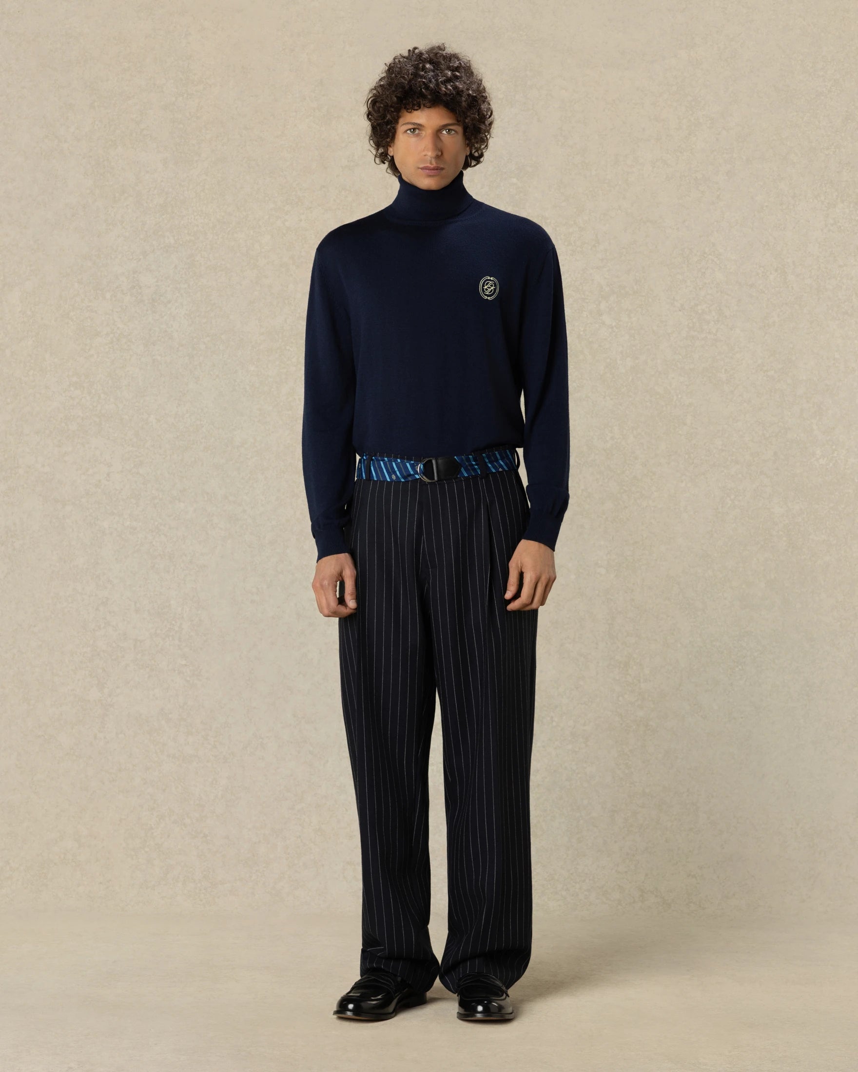 Drôle De Monsieur D Mirror Rollkragenpullover navy Wolle Seide