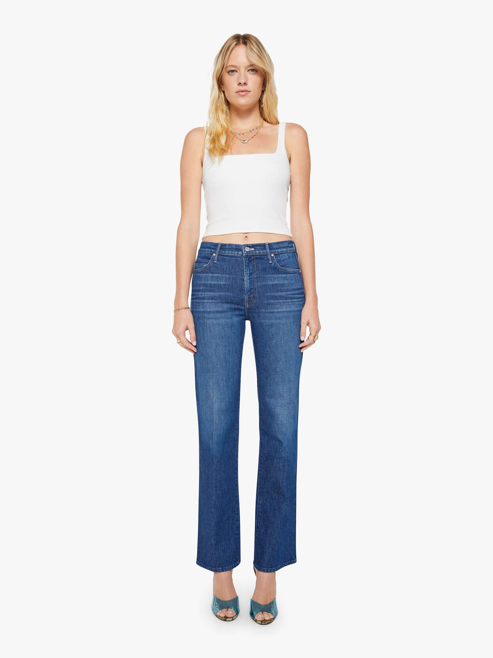 Mother The Kick It Jeans Made In The Shade dunkelblau High Rise