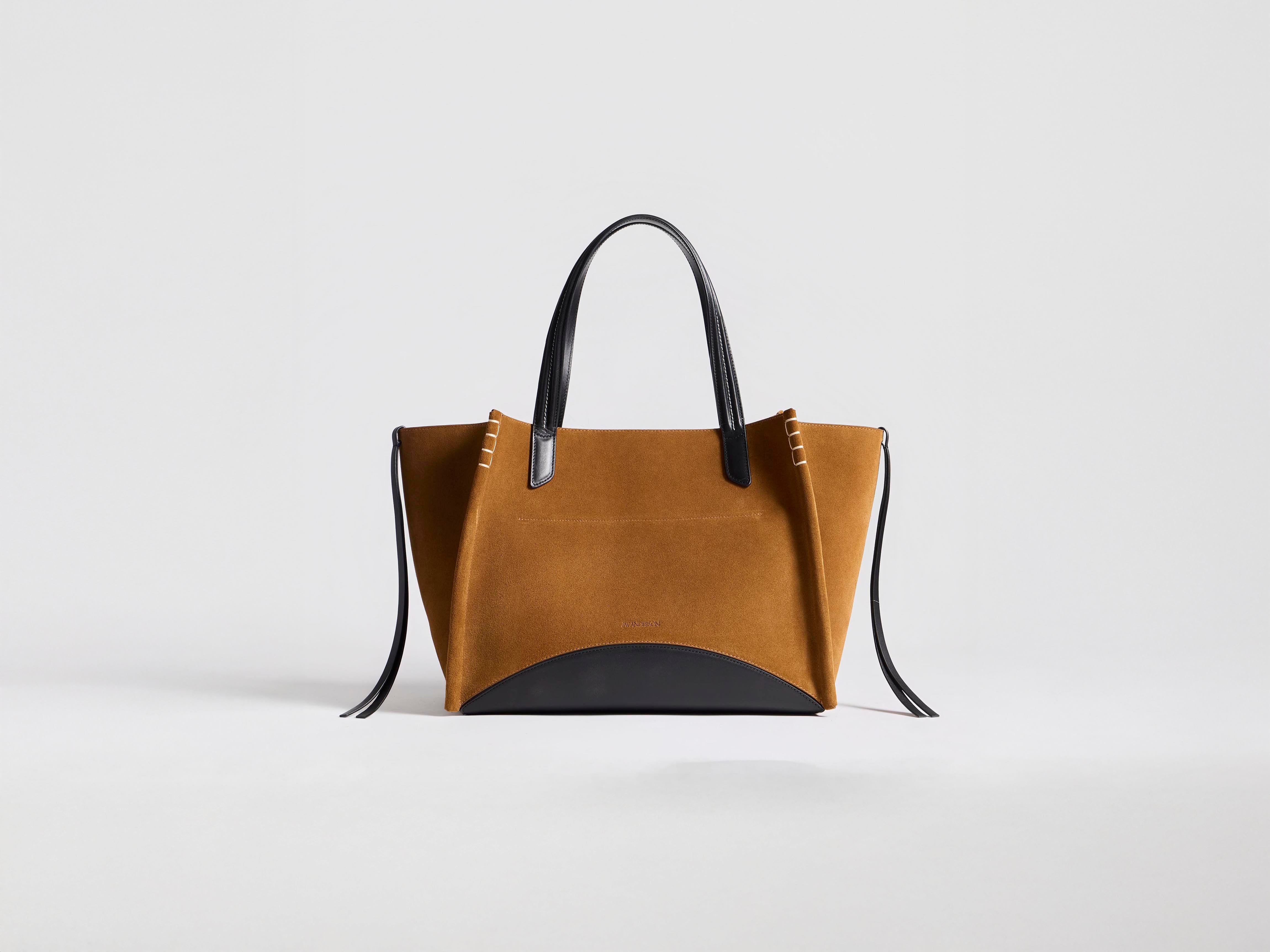 J.W.Anderson Loafer Cabas Tasche Karamell Wildleder Schwarz