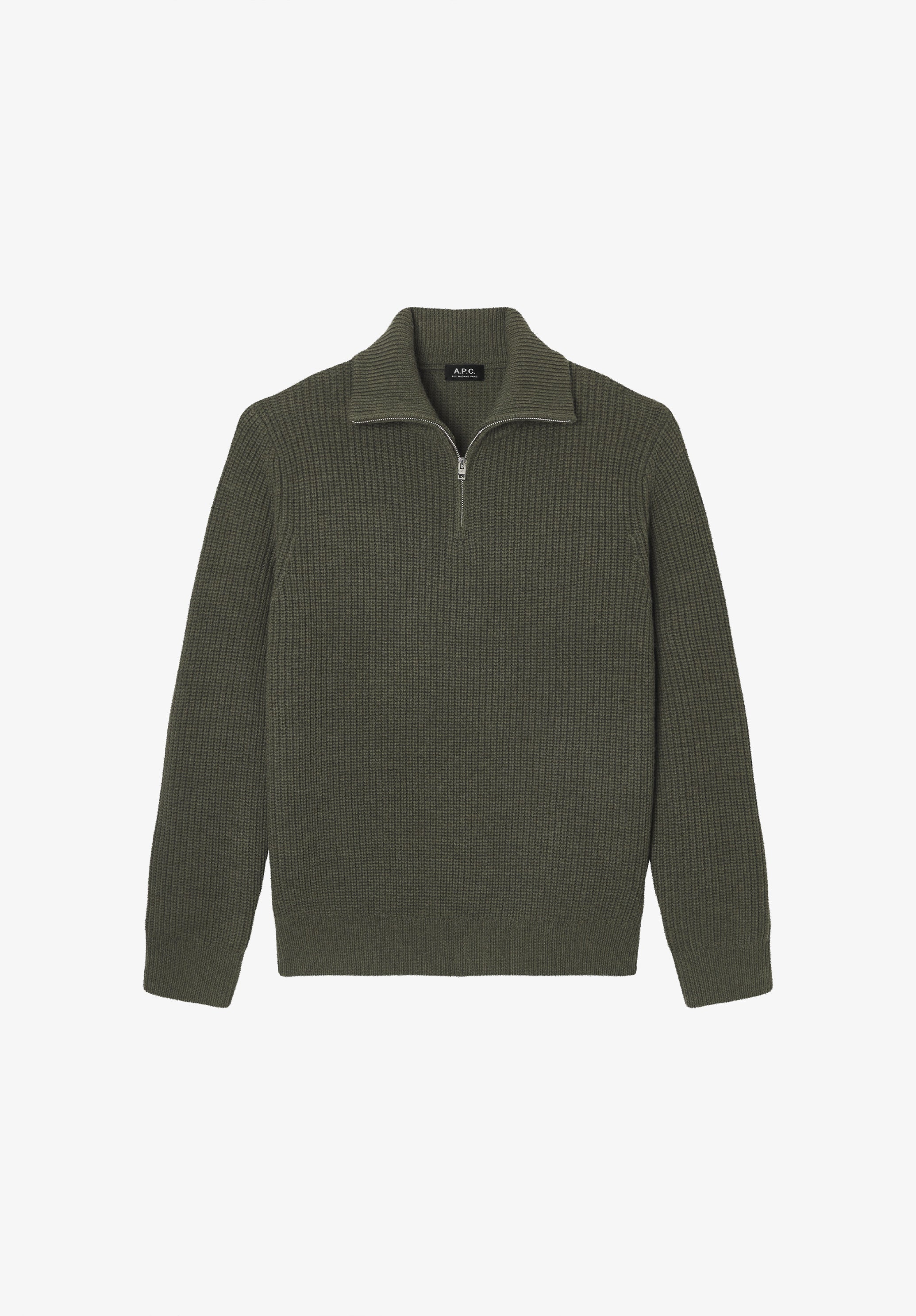 A.P.C. Pullover khaki Troyer Reißverschlusskragen Größe M